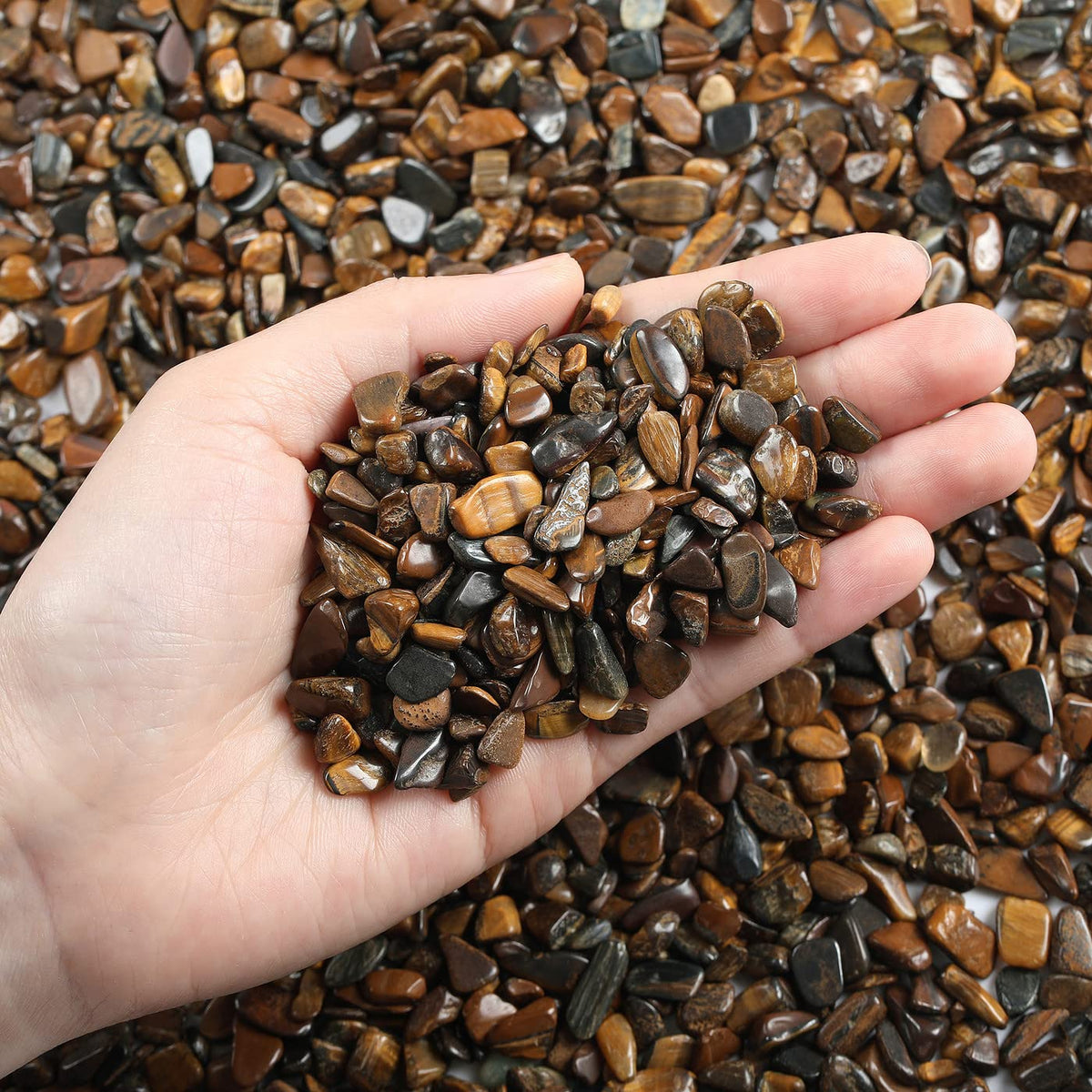 LAIDANLA Tiger Eye Crushed Stone Crystal Chips Bulk Natural Gemstones Healing Reiki Crystals Mini Quartz Vase Filler Aquarium Gravel 100g