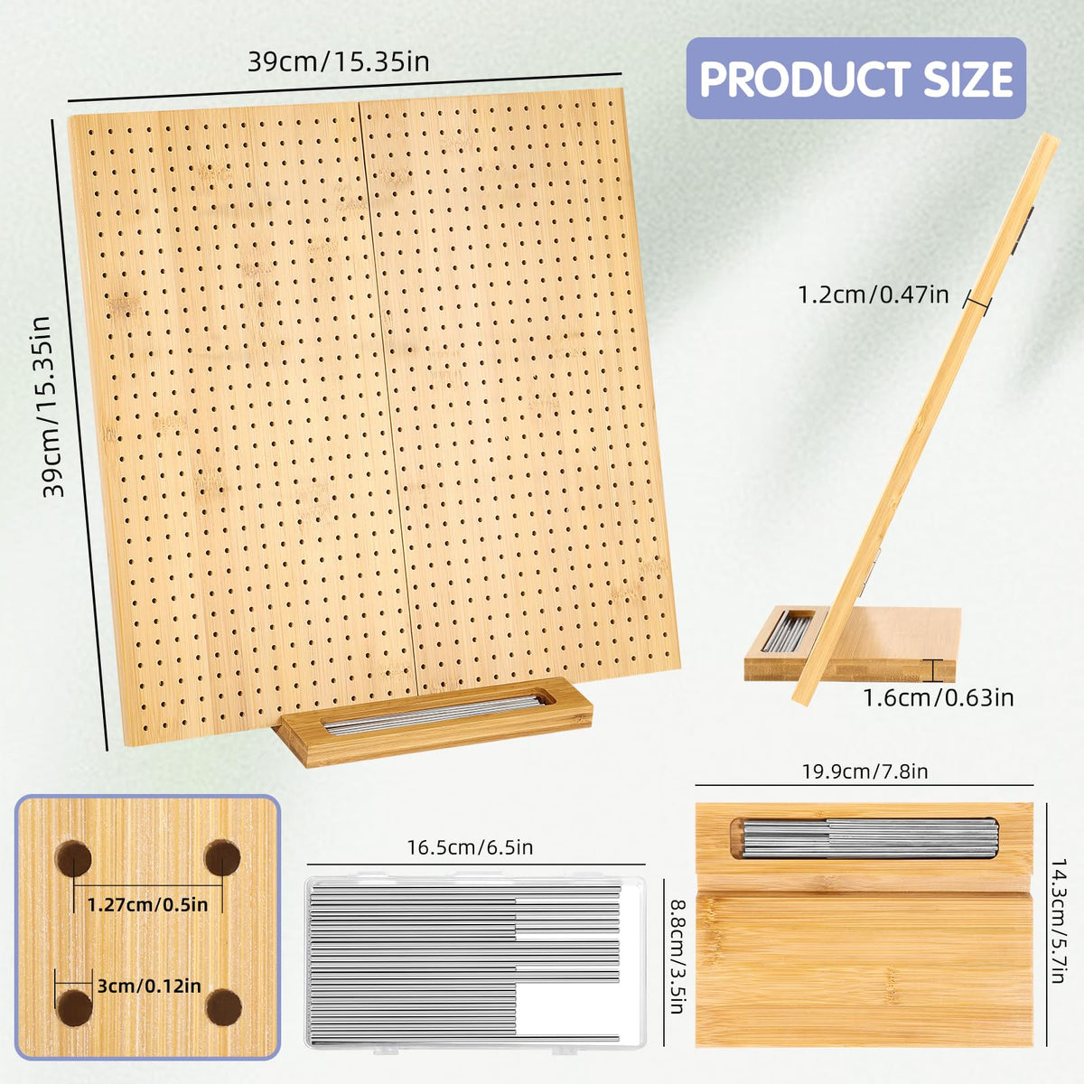 Tatiwoo 15.4" Foldable Blocking Board, Large Blocking Board for Crocheting Knitting with 30 Pcs Pin/Peg, Granny Square Blocking Boards for Wooden Knitting Blocking Board Crochet Projects