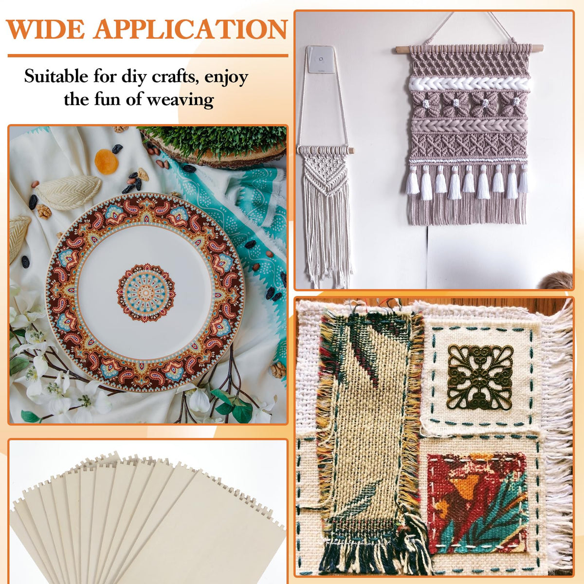 20 Pcs Beginners Wooden Loom Notched Weaving Loom Basket Weaving Tools for Kids Adult Art Craft Activity Jewelry Motor Skills Crochet Knitting Sewing Teaching Educational