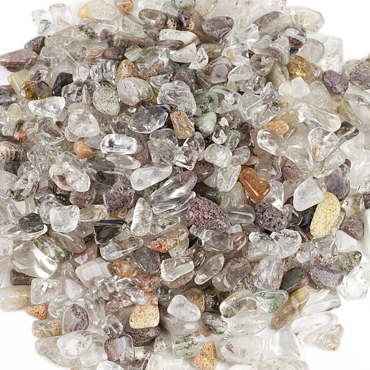 Cherry Tree Collection 1/2 Pound Polished Tumbled Gemstone Chips, Pebbles, Crystal Chips Bulk for Jewelry Making, Healing, Plants, Succulents, Aquariums, Decoration, Chakra (Green Phantom Quartz)