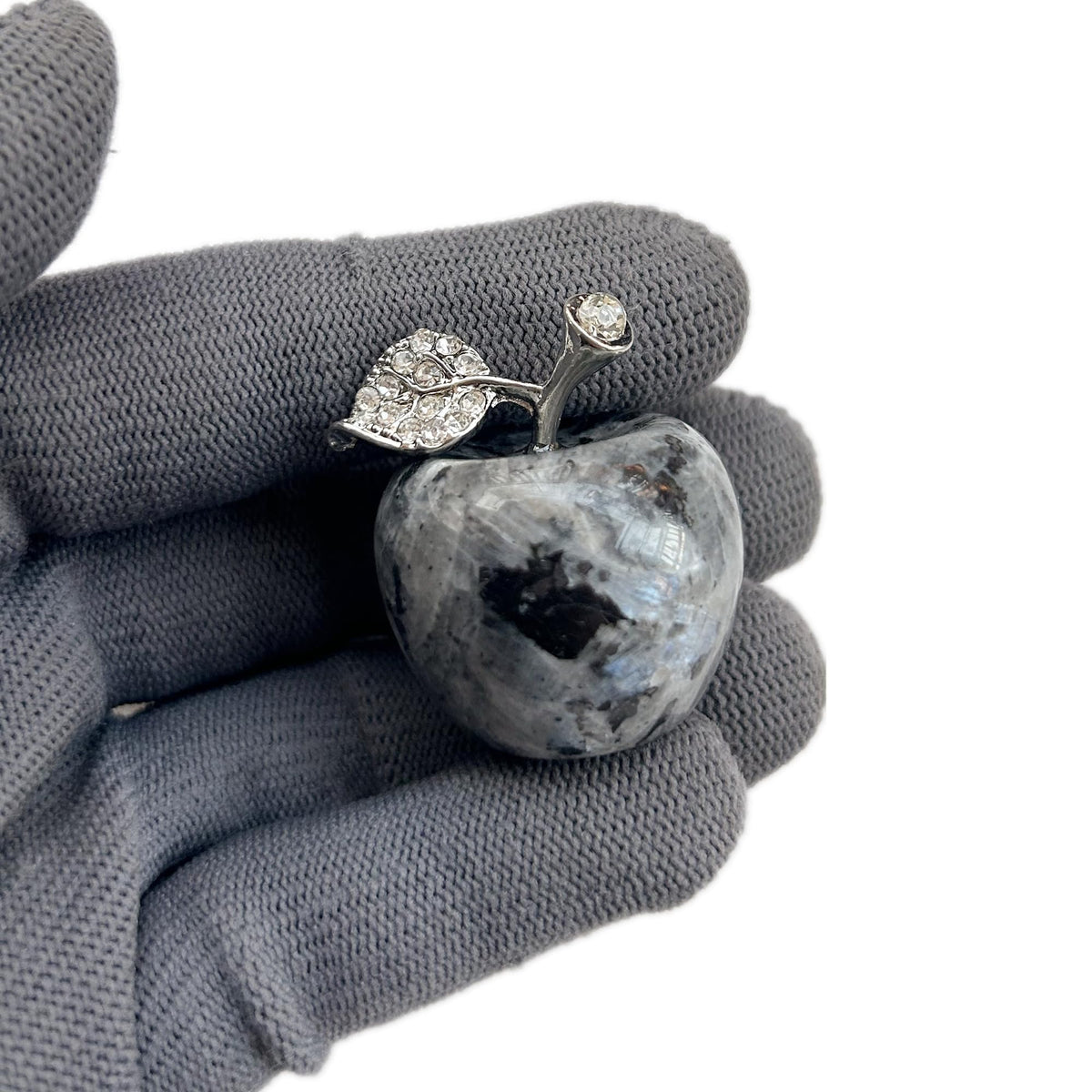 Sunshcat Natural Black Labradorite 1.18 Inchs Apple Crystal and Healing Stone Statues,Room Decoration Christmas Decorations Thanksgiving Gifts Office Gifts Collectibles