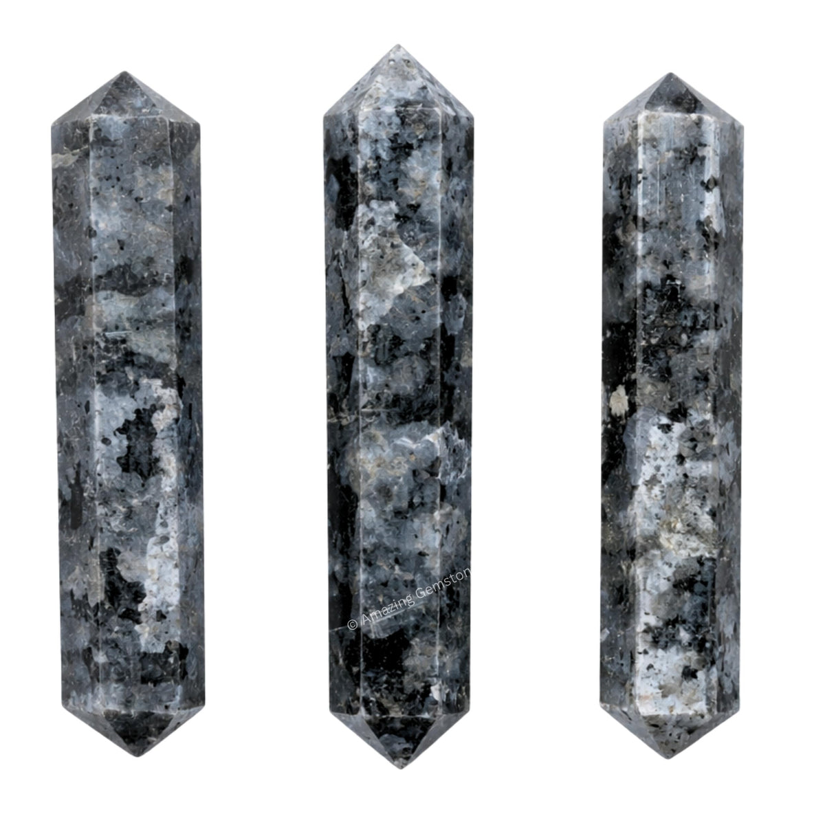 Amazing Gemstone Larvikite Crystal Points Bulk Healing Crystals&Stones - Pack of 3 Double Terminated Healing W& Point Bulk Crystals for Crafts, Crystal Grid, DIY Work - Premium Crystals