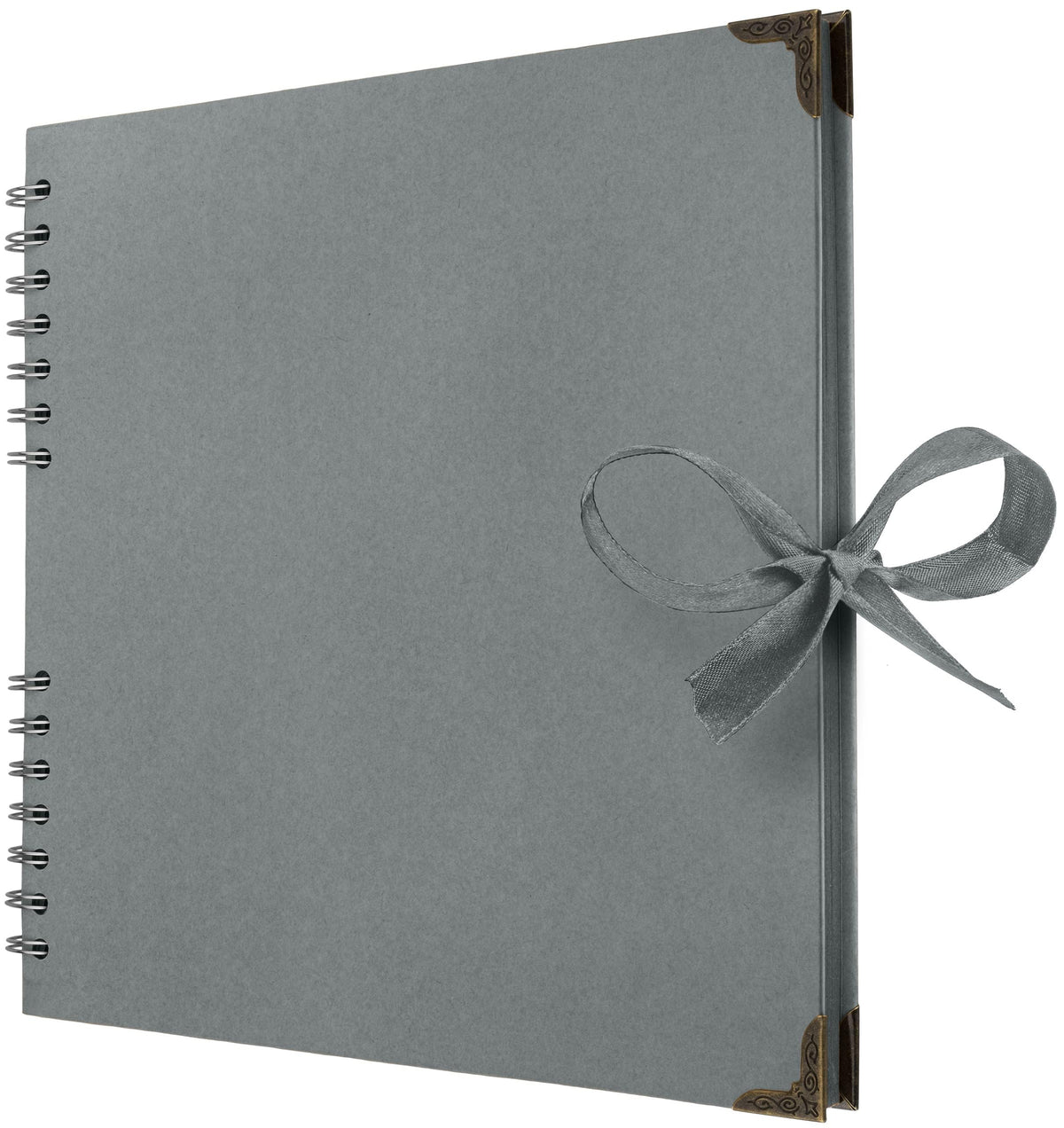 Bstorify Square Scrapbook Photo Albums 60 Pages (21 x 21 Cm) Grey Thick Paper, Hardcover, Metal Corners, Ribbon Closure - Ideal for Your Scrapbooking Albums, Art & Craft Projects (Grey, 21 x 21 Cm)