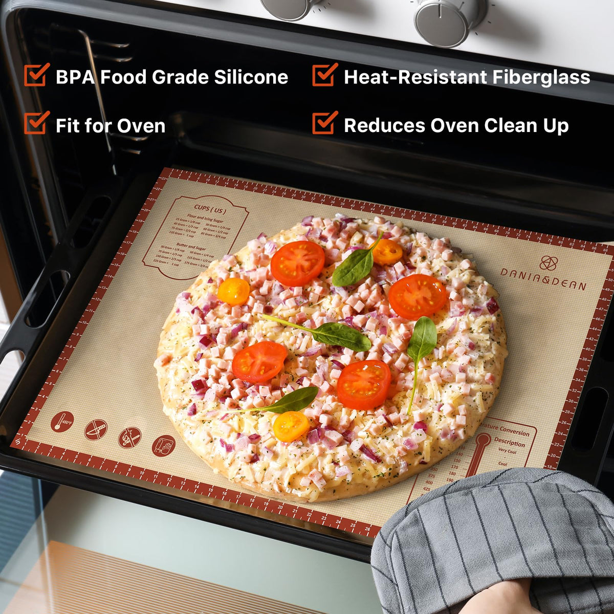 Silicone Baking Mat,36" x 24" Extra Thick Large Non Stick Sheet Mat with Measurement Non-slip Dough Rolling Mat,Reusable Food Grade Silicone Counter Mat for Making Cookies,Macarons,Bread and Pastry