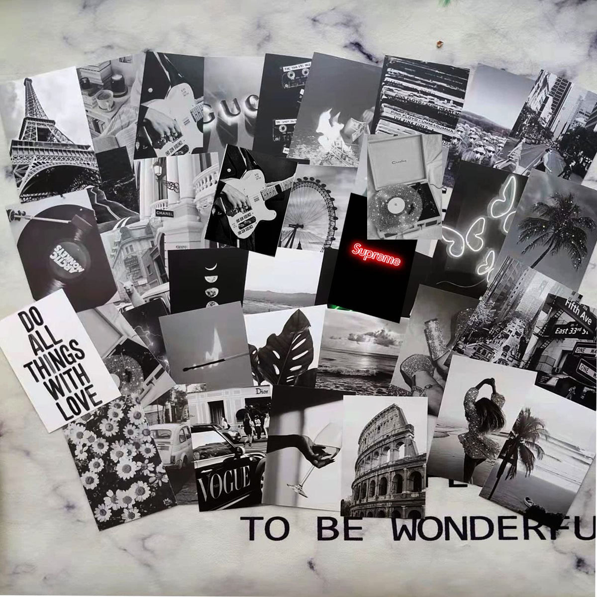 Michgar Black and White Collage kit pictures for wall decor,50 Set 4''x6''Prints Black and White collage kit Room asthetic images for Girls and Teen Boys.