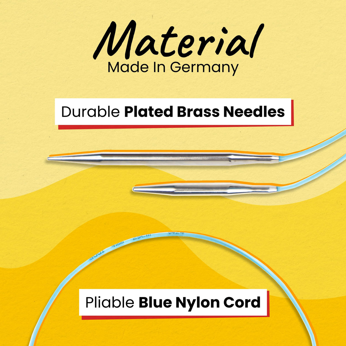 skacel by addi EasyKnit Rocket Circular Knitting Needles, 10 Inch (25 cm) Short Plated Brass Round Needle Set with Flexible Nylon Cord, 4 mm (US Size 6)