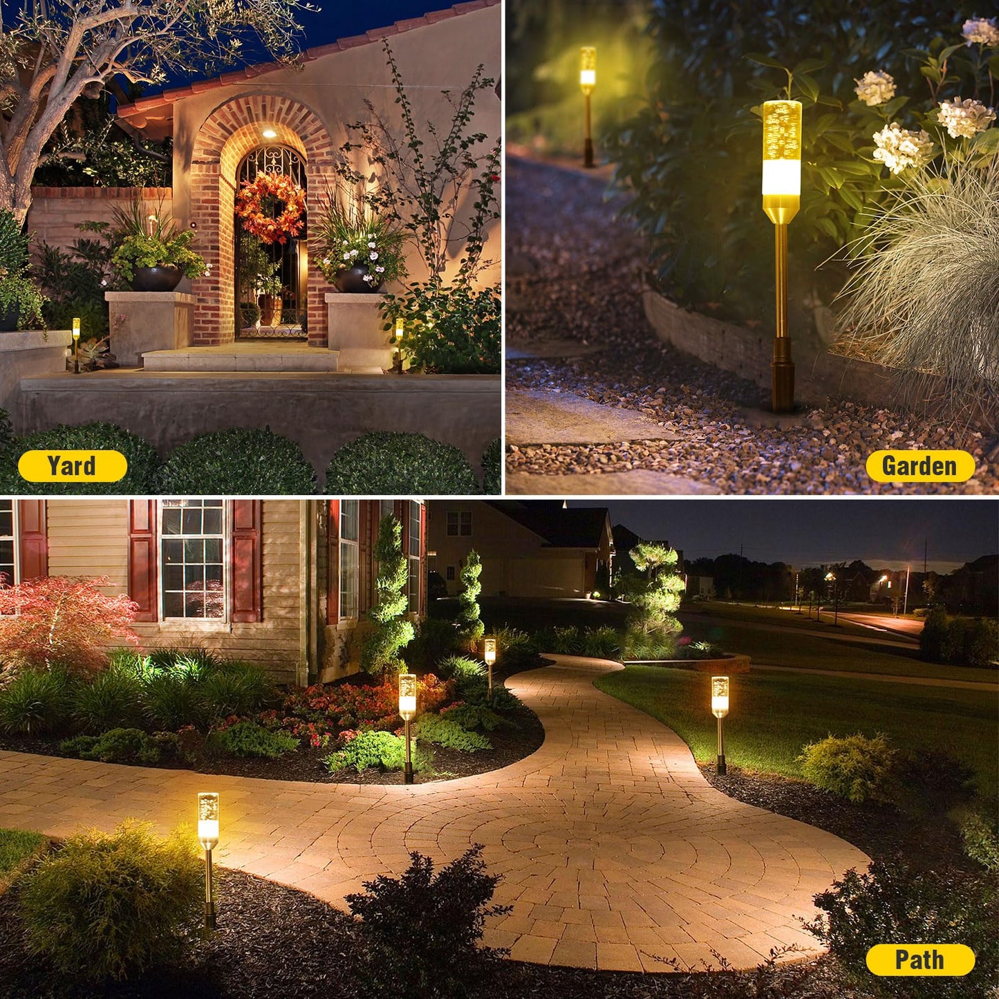 GreenClick LED Pathway Lights, 4.8W 12V AC/DC Low Voltage Path Lights, 570 Lumen 6 Pack Extendable Outdoor Landscape Lighting IP65 Waterproof Garden Lights for Yard Walkway Driveway, 2700K