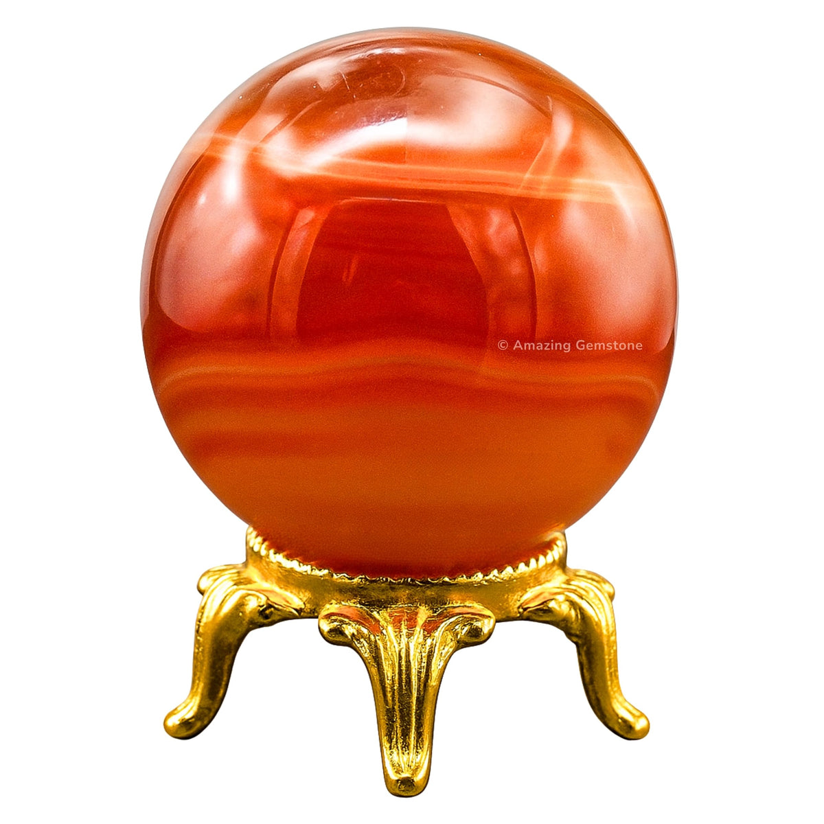 Amazing Gemstone Carnelian Onyx Crystal Ball with Stand - 2 Inches Crystal Sphere Meditation Balls for Witchcraft and Decorative Balls