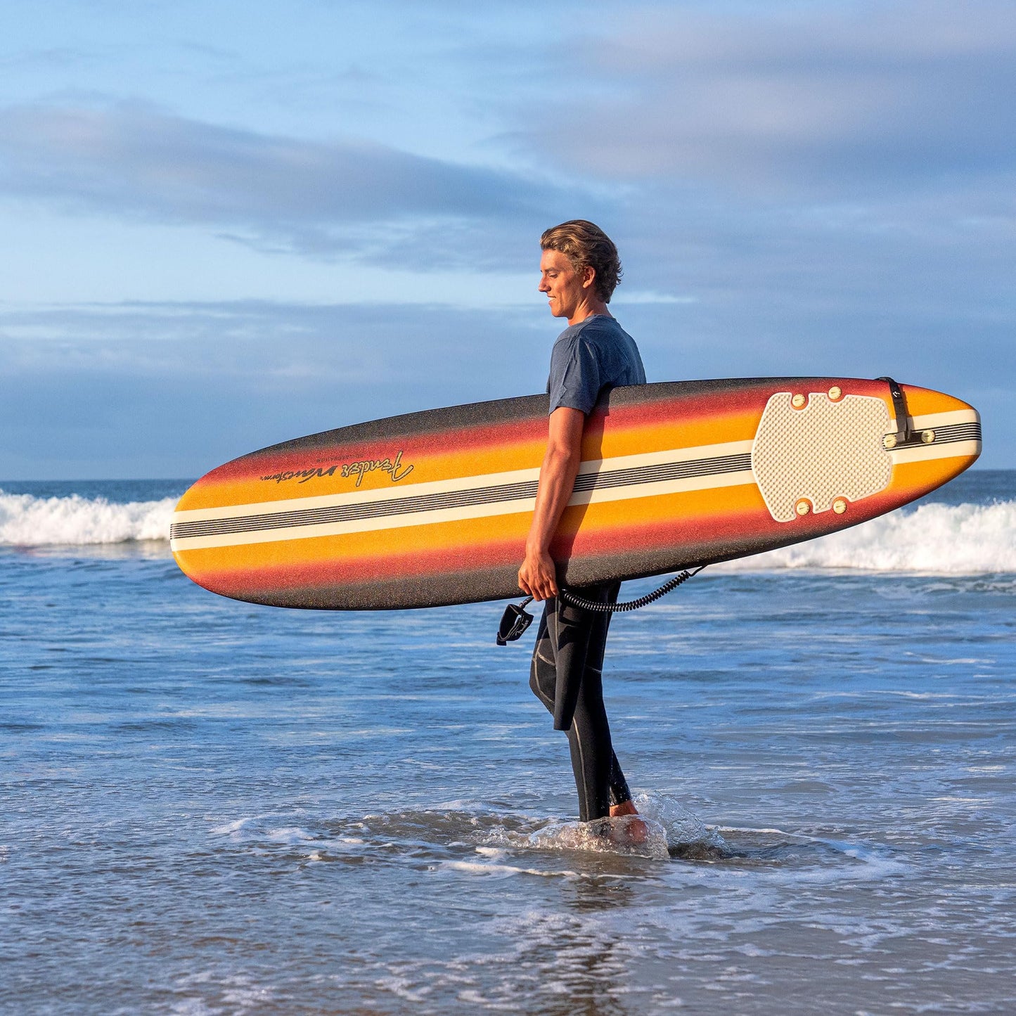 Fender x Wavestorm Collaboration 8ft Surfboard | Graphic top Deck with high Density Slick Bottom | for Kids and Adults | Foam Construction with Accessories | Leg Leash and Fin Set Included