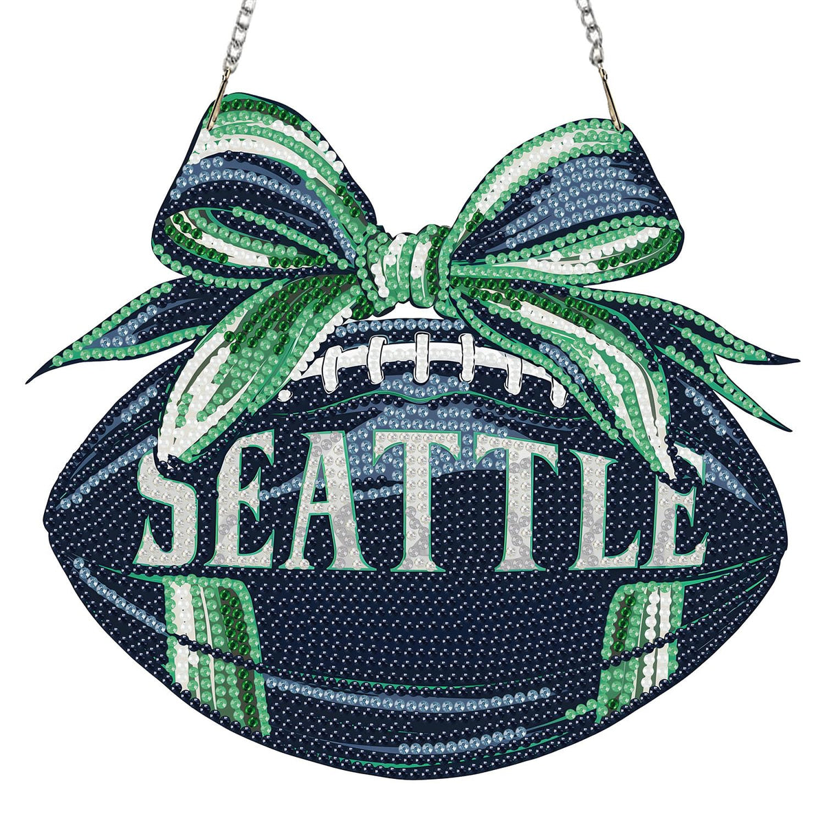 Rertcioph Football Diamond Art Hanging Kit for Adults, DIY Acrylic 5D Diamond Painting Hanging Ornament for Seattle Home Wall Decor and Gift
