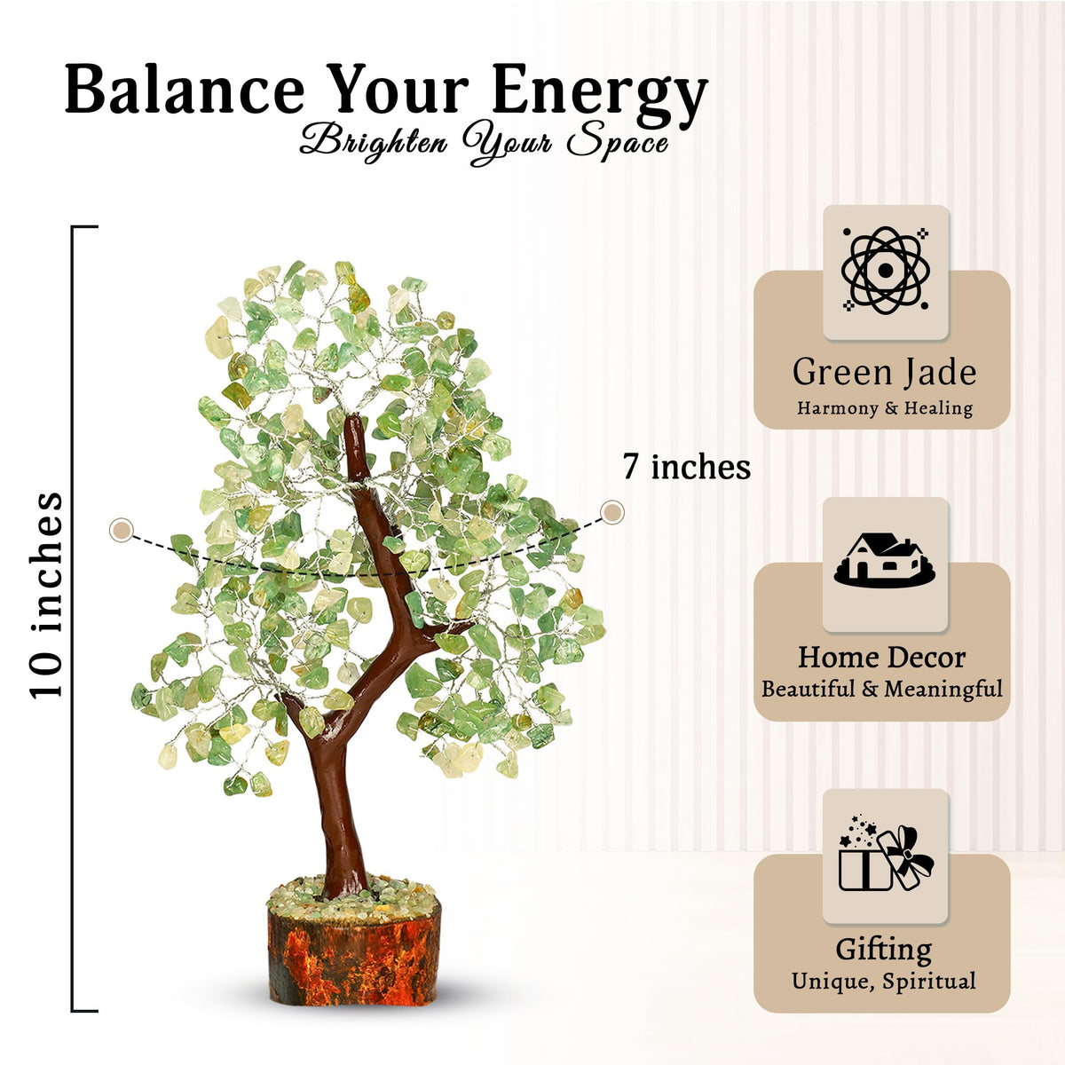 YATSKIA Green Jade Crystal Tree of Life - Crystals and Stones - Gemstone Tree - Crystals Decor - Feng Shui Decor - Crystal Gifts for Women
