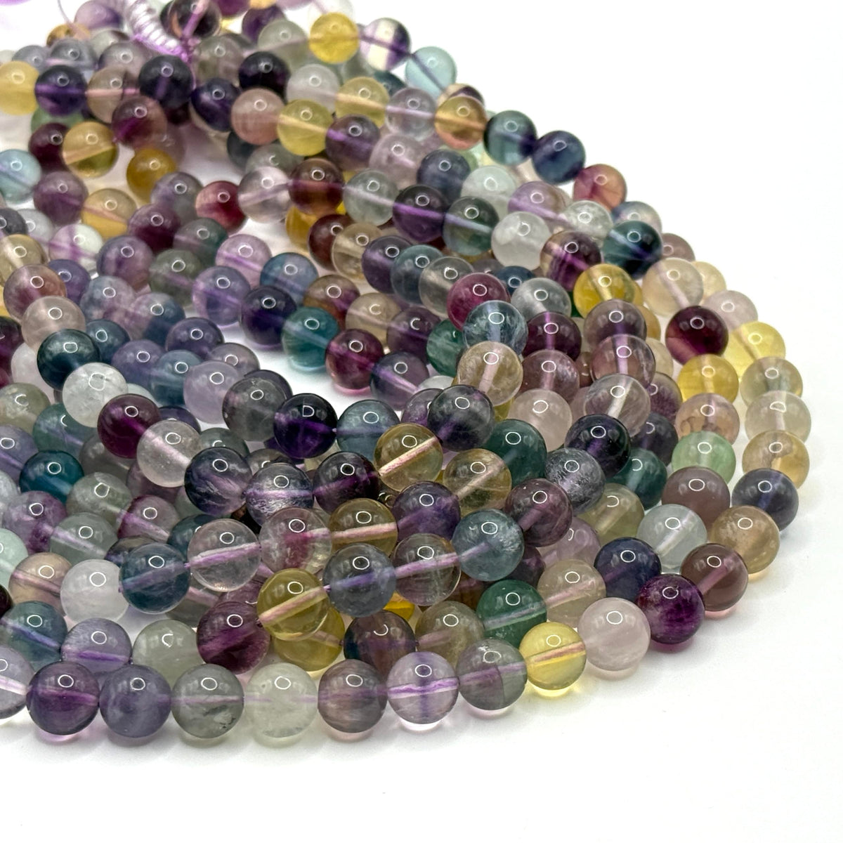 ABCGEMS Aqua Prism Fluorite Beads from Mexico (Authentic Quad Color - No Dye, Just Earth) Beading Supplies - Loose Beads for Jewelry Making - Smooth Round 10mm
