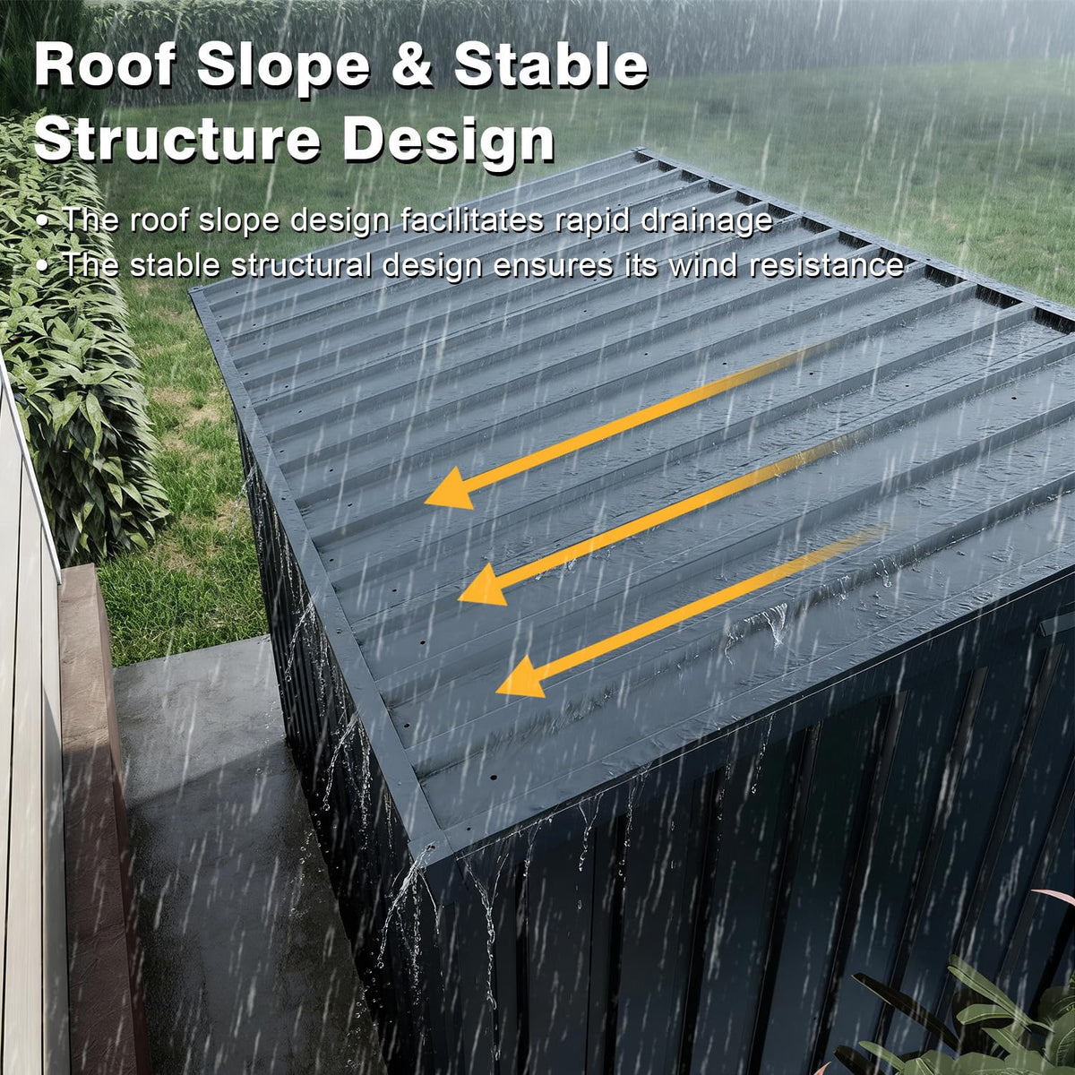 Outdoor Storage Shed with Dual Doors & Removable Top Lid, Metal Garden Tool Shed, Weather Resistant Waterproof Trash Can Bike Storage Organizer with Ventilation Sloped Roof Yard Utility Box
