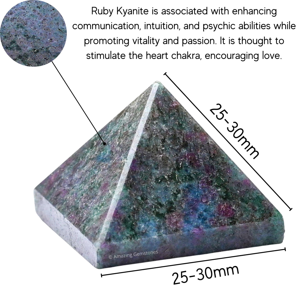Amazing Gemstone Ruby Kyanite Pyramid Crystal Healing Stones - 1" Great Pyramid Figurine of Natural Stone Pyramid for Meditation, Reiki, Chakra Balancing and Crystal Pyramids Grid