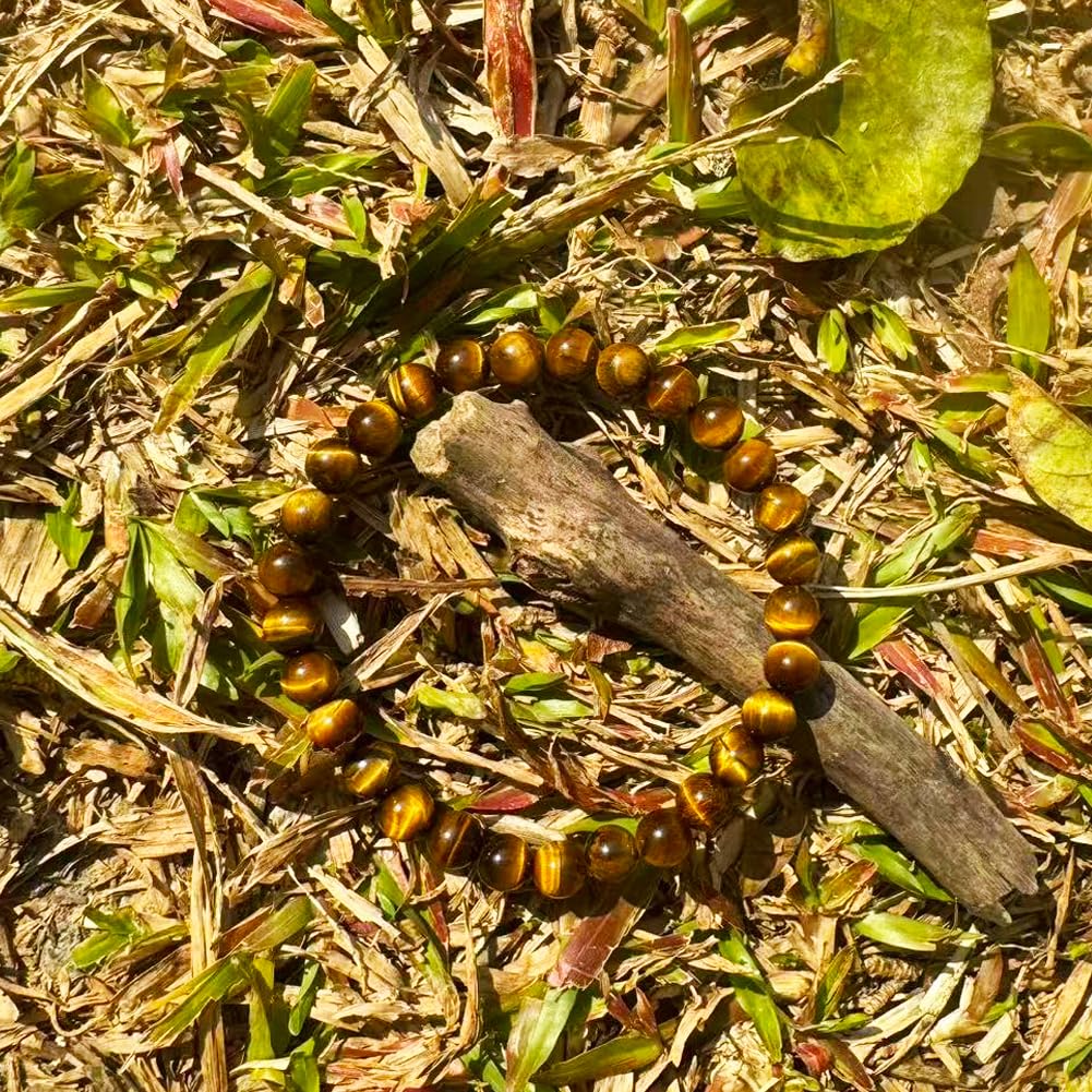 TaHLga 6MM Yellow Tigers Eye Beaded Bracelet for Men | Natural Solar Plexus Chakra Gemstones | Bring Luck Wealth Courage | Protection from Evil | Gift