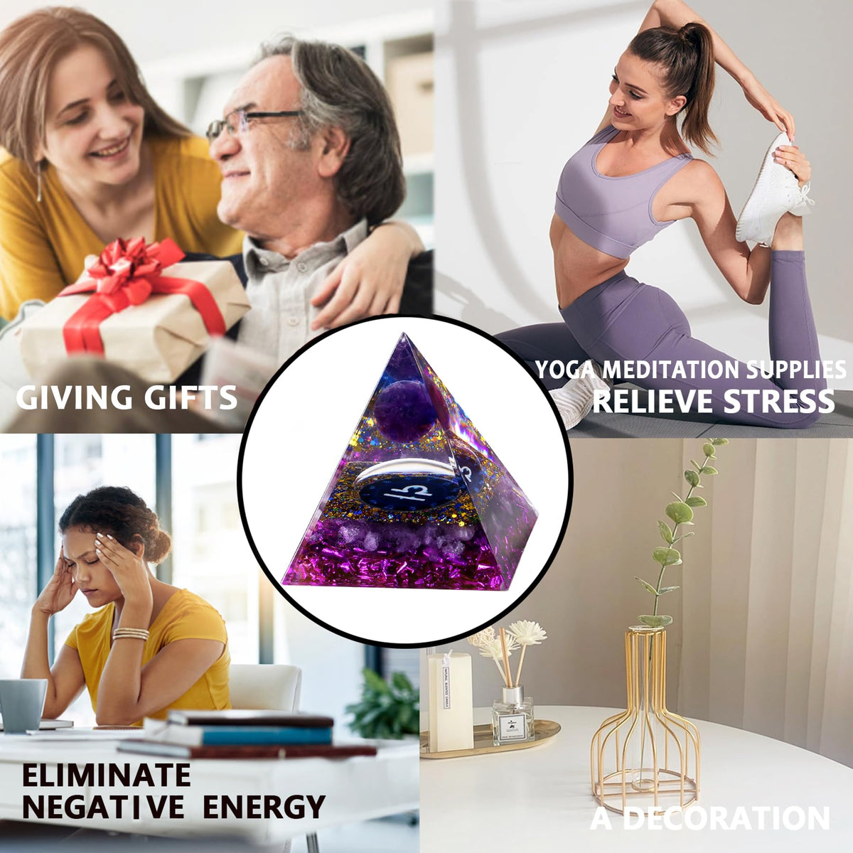 YATOJUZI 12 Zodiac Libra Birthday Gifts for Women Men Amethyst Healing Crystals Natural Crystal Stones Gemstones Orgonite Chakra Reiki Lucky Energy Purple Decor for Office Desk Decorations