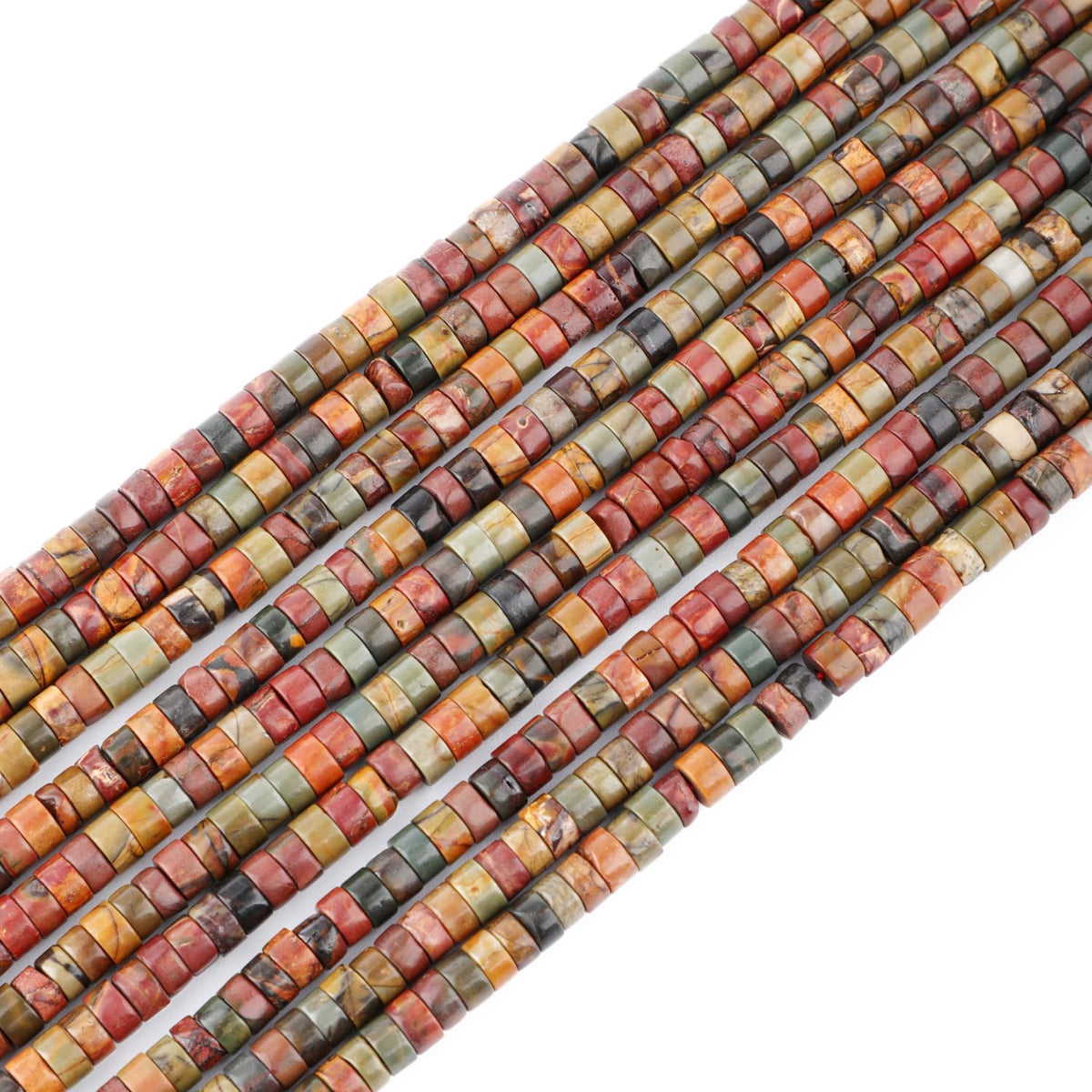 Natural Picasso Jasper Heishi Spacer Beads Loose Semi Precious Flat Round Gemstone Disc Shape Stone for Beading Jewelry Making 4x2mm 15.5"