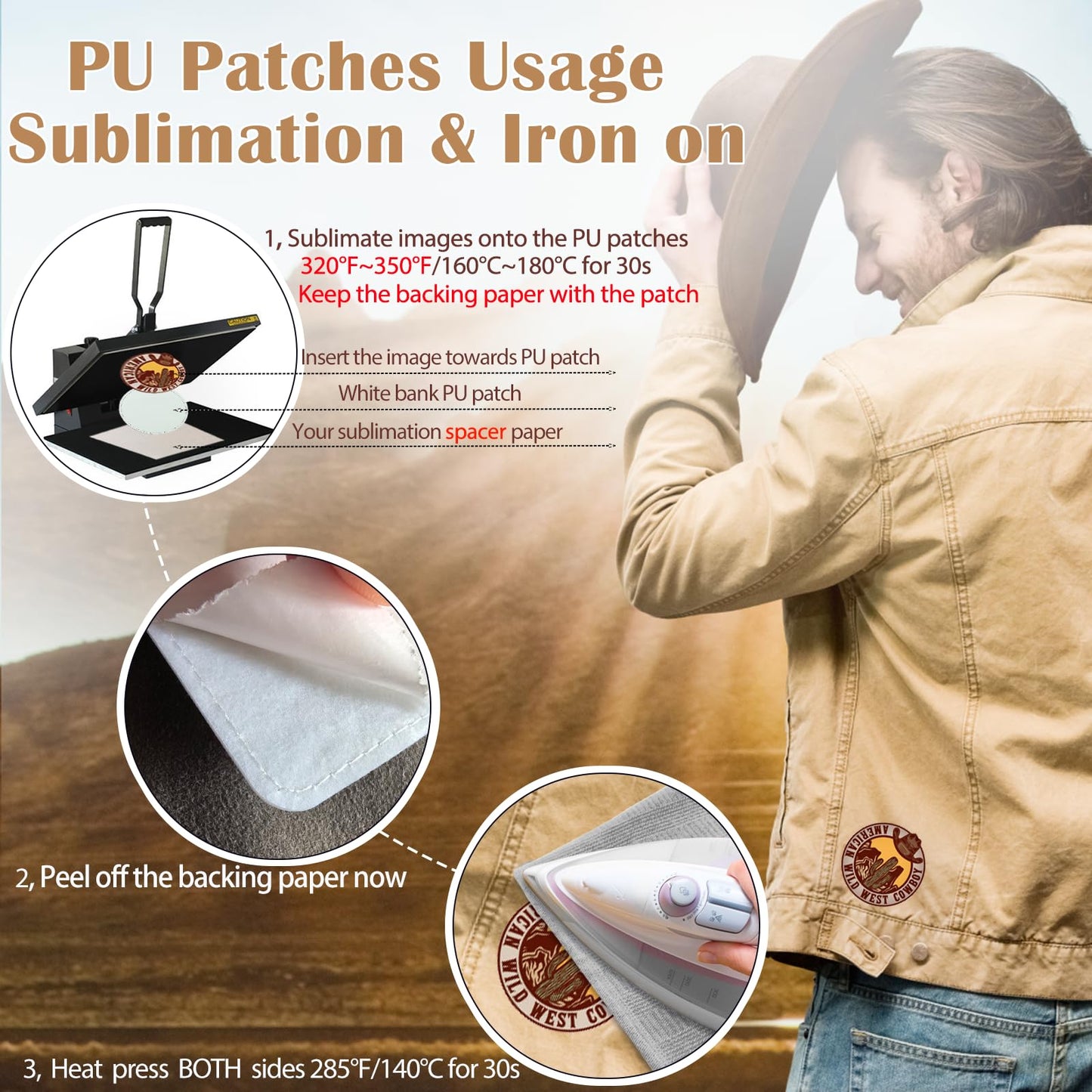 iFForce Full Sublimation Patches with No Border - 30 Pcs Iron on Blanks White Waterproof Smooth Glossy Material - Heat Press Round Patch Adhesive for Hat Cap Clothes Business