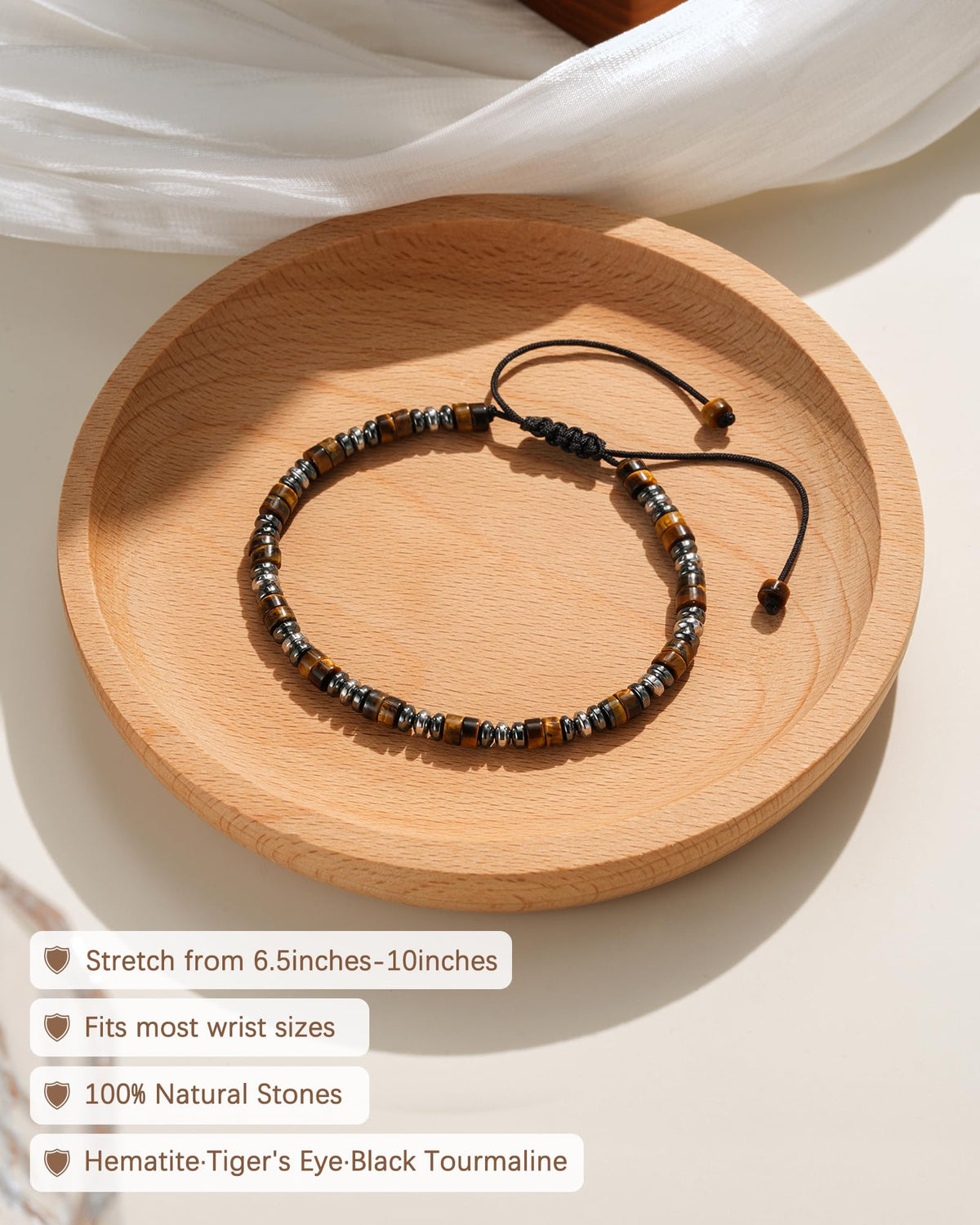 LAVEIR Triple Protection Bracelets Hematite Tigers Eye and Black Tourmaline Bracelet Grounded Empowered Protected for Men & Women Gifts for Mothers Fathers Day Christmas Birthdays Anniversary