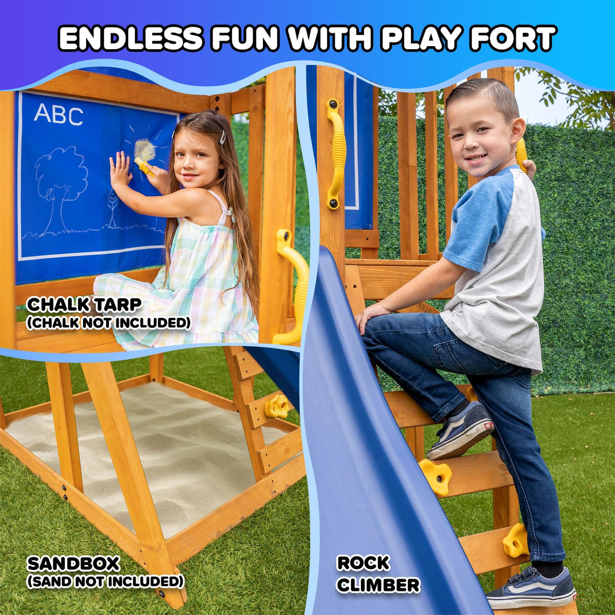Sportspower Augusta Cedar Wooden Swing Set with Heavy Duty A-Frame & 6ft Double Wall Slide, Bonus Anchor Kit Included