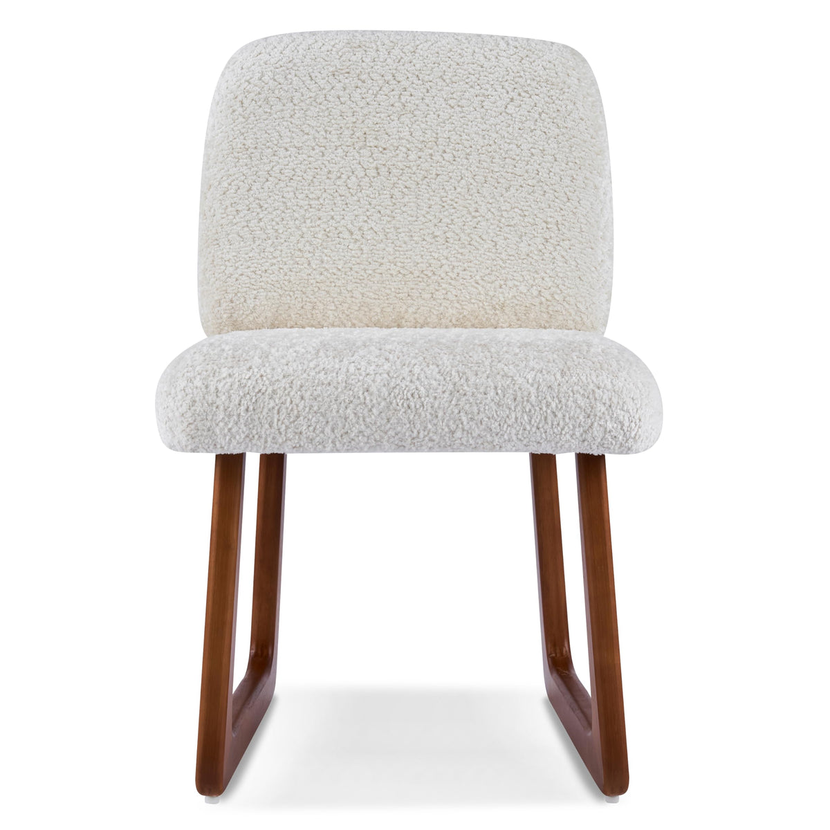 Christopher Knight Home Valora Boucle Upholstered Dining Chairs Set of 2, Modern Dining Chair with Sled Base, Wooden Armless Kitchen Chairs with Solid Back, Extra Seat for Dining Room, Beige + Brown