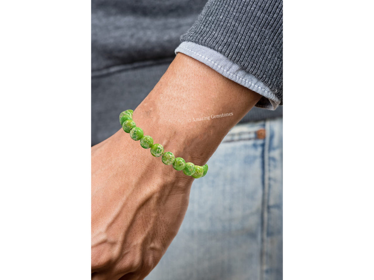 Amazing Gemstone Crystal Bracelet for Women Men's Gifts - Protection Healing Crystal Bracelet - 8mm Gemstone Beaded Stretchable Bracelet Pulseras Para Hombres Mujer Stocking Stuffers Mothers Day Gift (Green Turquoise)