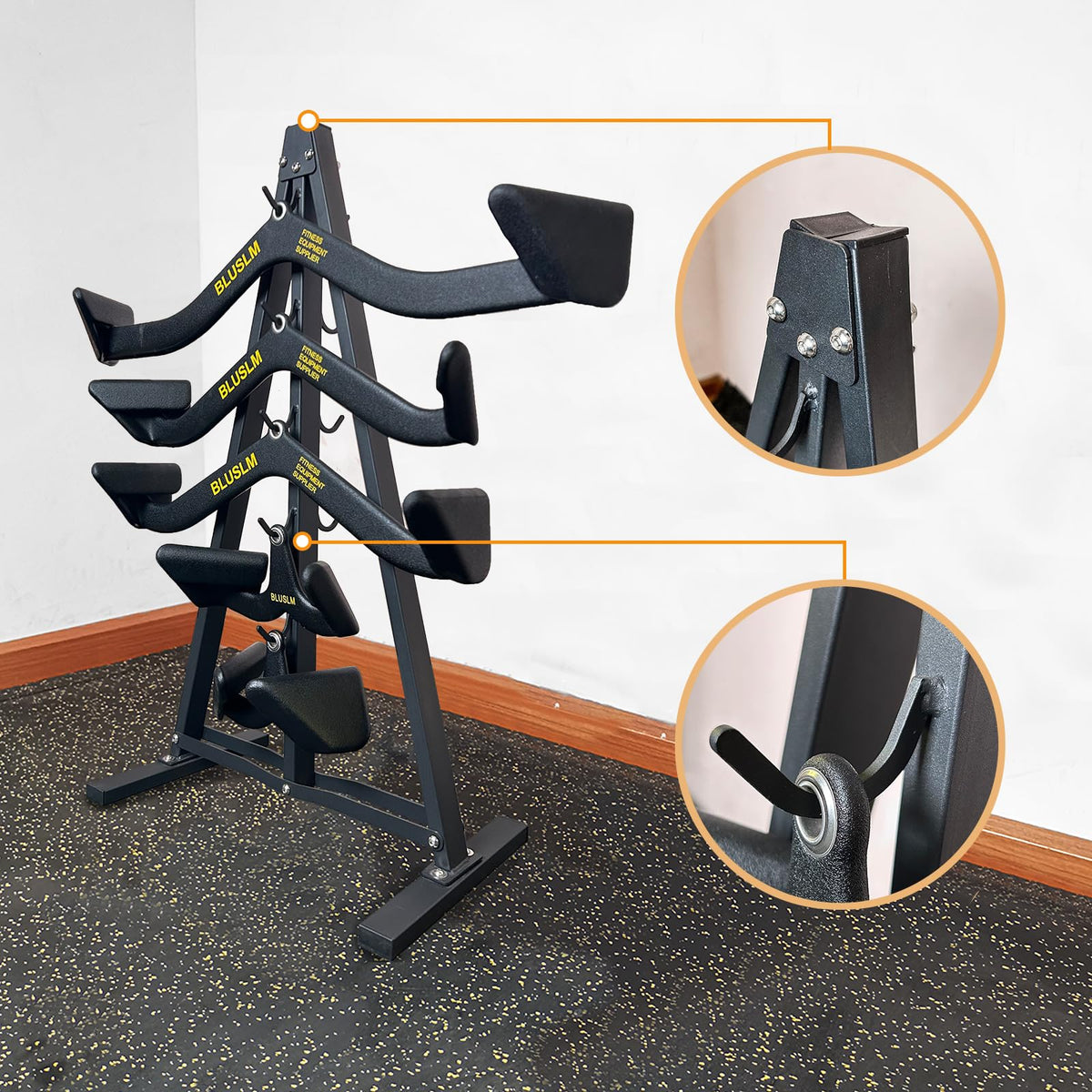Gym Fitness LAT Pull Down Bar Storage Rack for Mag Grip, Heavy Duty A-Frame Stand for Pulldown Attachments (S-ZHIJIA)