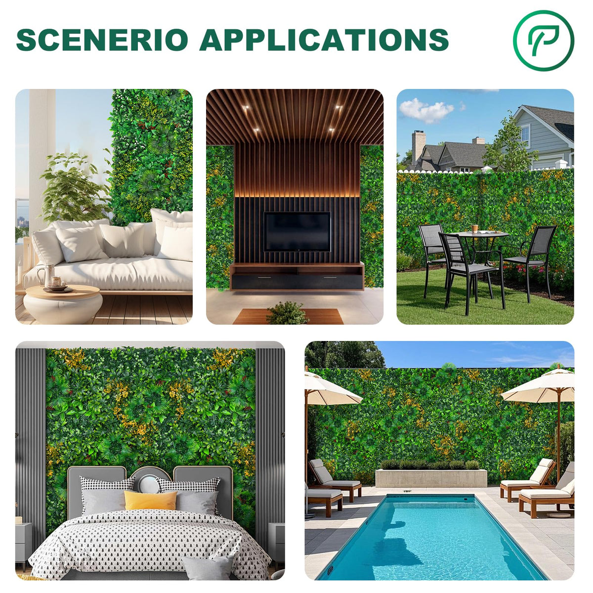 Yangrass Artificial Grass Wall Panels, 40"x120" (33.33 sqft) Boxwood Wall Roll with Tropical Leaves, Faux Greenery Privacy Fence Screen, Grass Backdrop for Outdoor Indoor Garden Birthday Wedding Decor