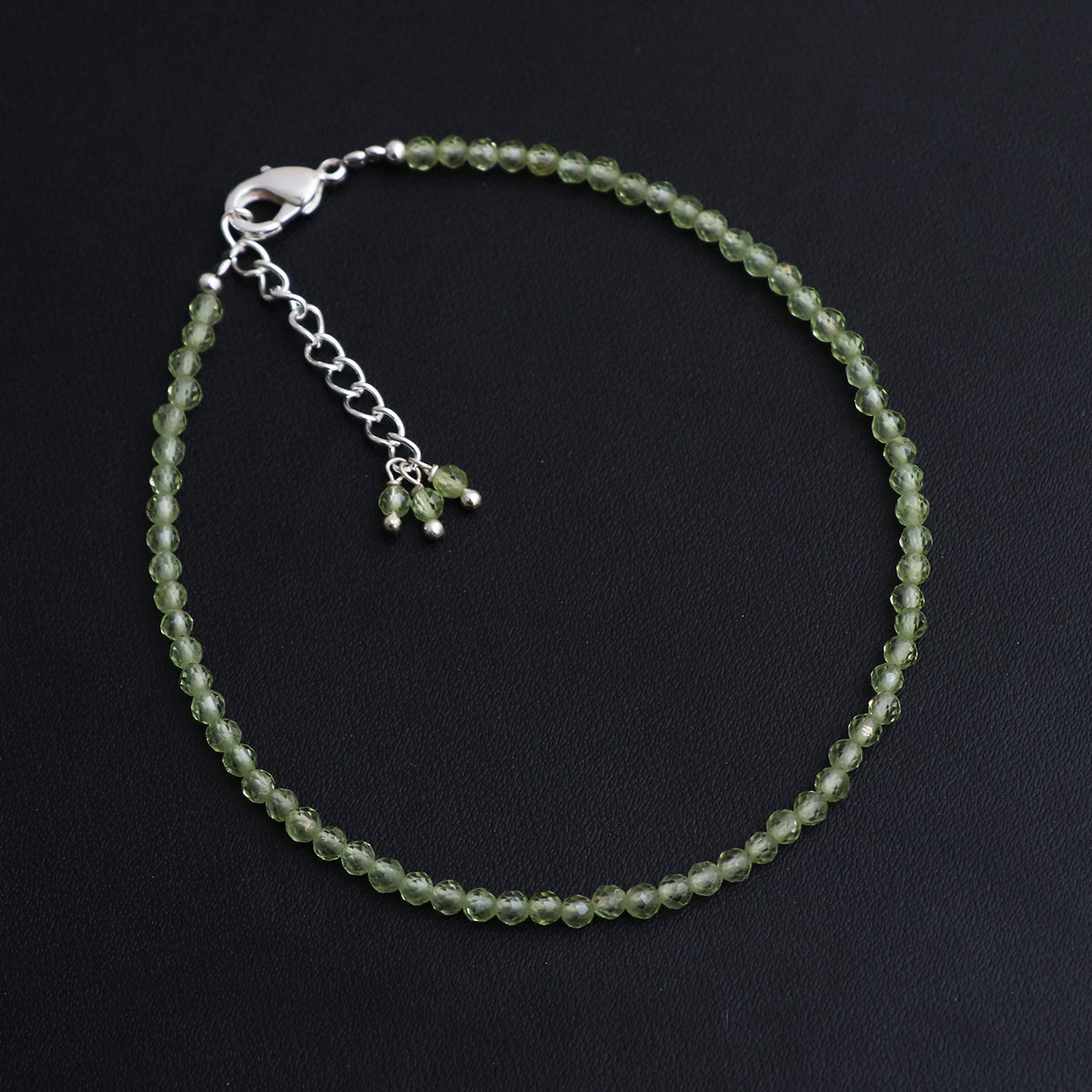Gempires Peridot Bracelet for Women | Dainty Gemstone Beaded Bracelet 2.5 mm | Handmade Minimalist Stacking Bracelet | Adjustable Lightweight Everyday Jewelry | August Birthstone Gift for Her