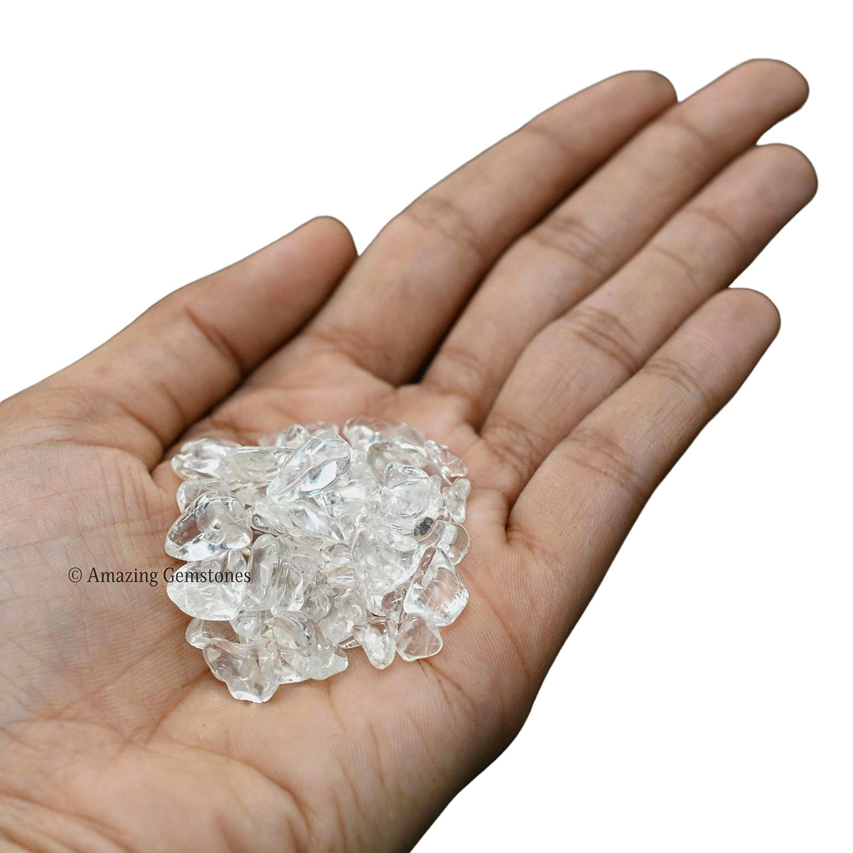 Amazing Gemstone Clear Quartz Crystal Chips and Rocks - Aquarium Gravel Bulk, Small Tumbled Stones and Tiny Crystals for Fish Tank Decoration (Natural AAA Grade Gemstones)