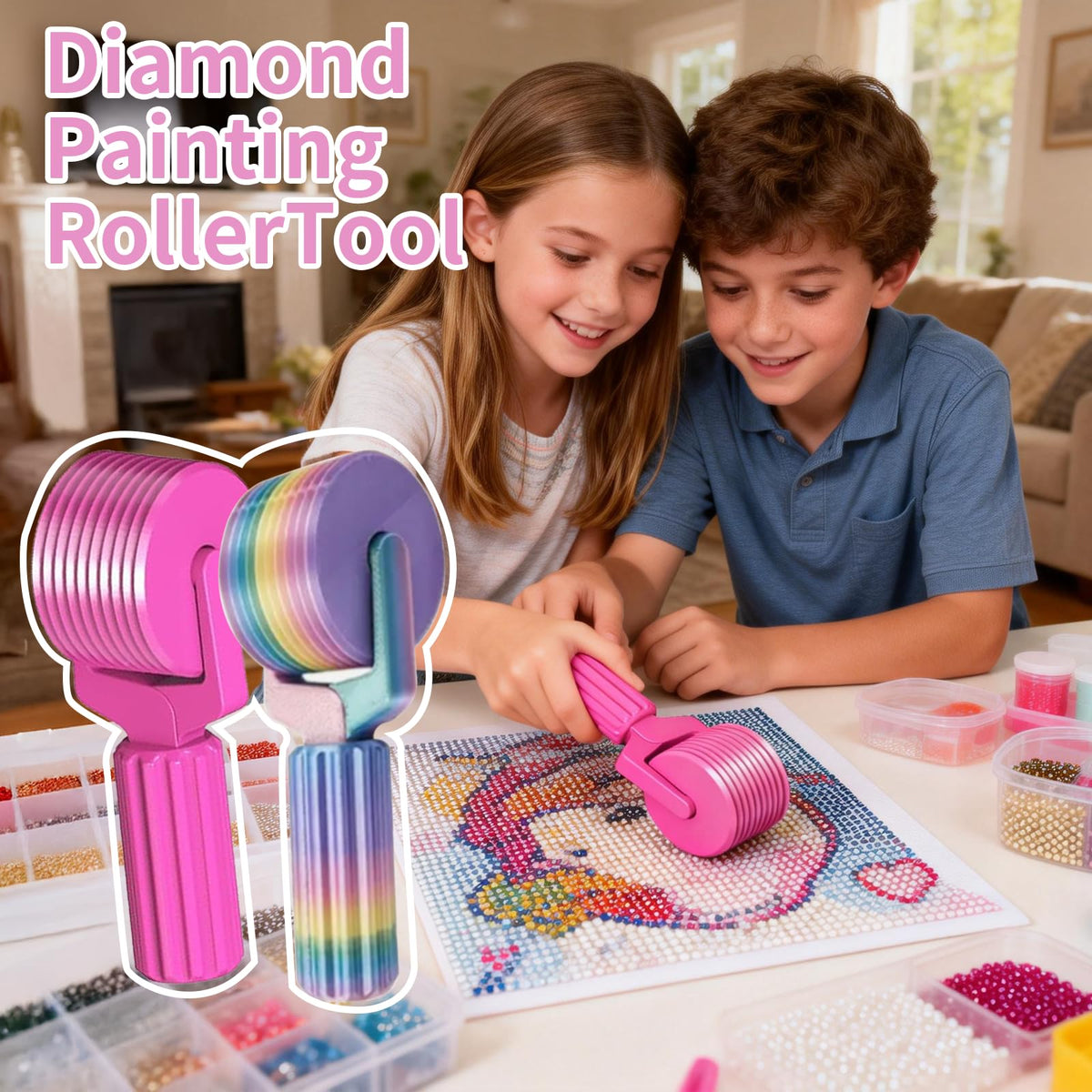 Upgraded Diamond Painting Roller Tool & Straightener, Detachable Diamond Art Roller for Smooth Pressing, 5D Gem Art Accessories and Crafting Supplies for Canvas Flattening, Dazzling