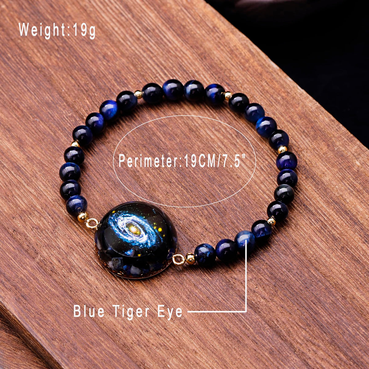 Day Day Up Blue Tiger's Eye Stretchy Bracelet, Orgonite Energy Healing Crystal Beads, Elastic Chakra Jewelry (Style 6)
