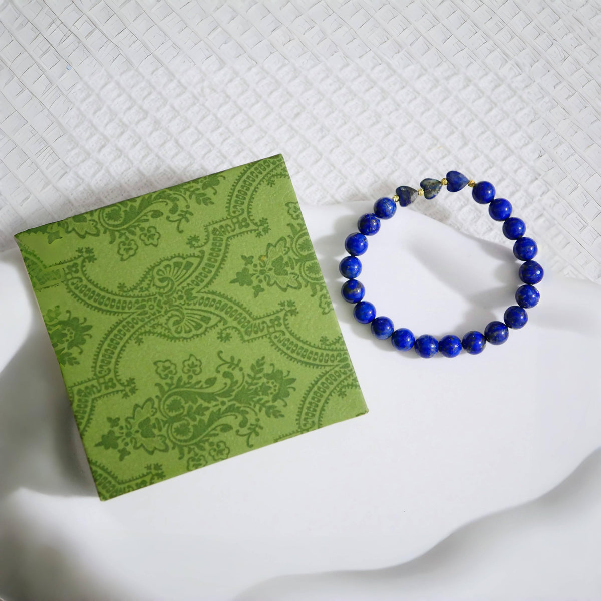 Lapis Lazuli Heart Bracelet for Women – Natural Blue Crystal Healing Stone Beads | Heart Shaped Gemstone Jewelry for Love, Stress Relief & Chakra Balance | Spiritual Gift with Box