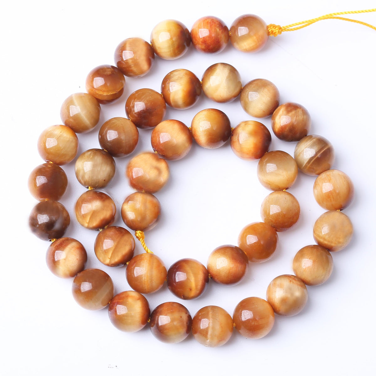 Natural Orange Tiger Eye Beads Gemstone Round Crystal Energy Jade Stone Beads for Jewelry Making DIY Bracelet Necklace 1 Strand 15.5inch 35PCS 10MM