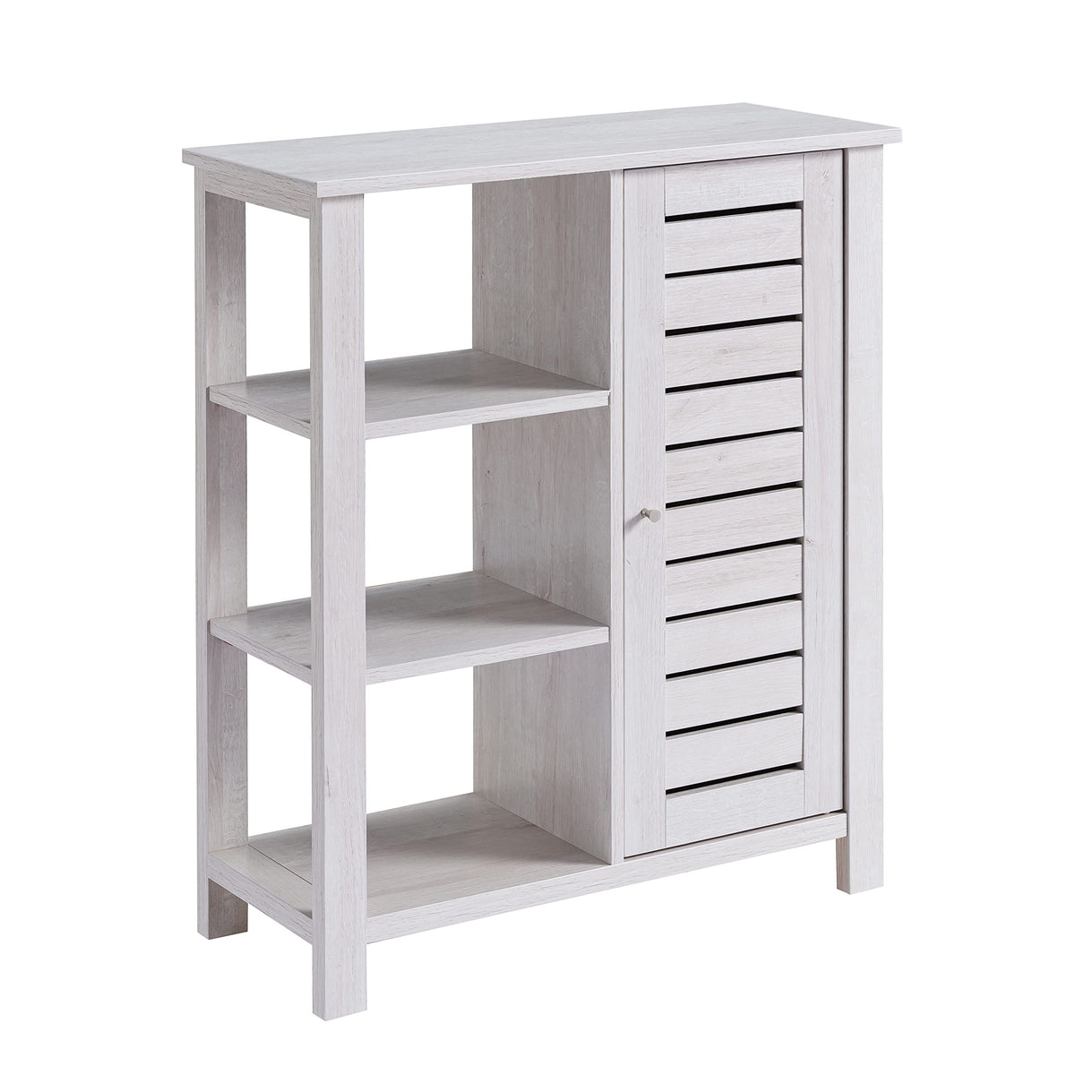 HOMES: Inside + Out Maifan Farmhouse 6-Shelf Wood 28 in. Shoes Cabinet for Living Room, Entryway, White Oak