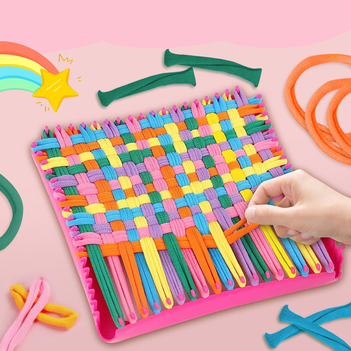 FRYTEPUYE 1000 PCS Loom Loops Potholder,Potholder Loom for Kids,Weaving Colorful Craft Flexible DIY Kit Colorful Weaving Crafts for Kids Adults Elastic Loops Only
