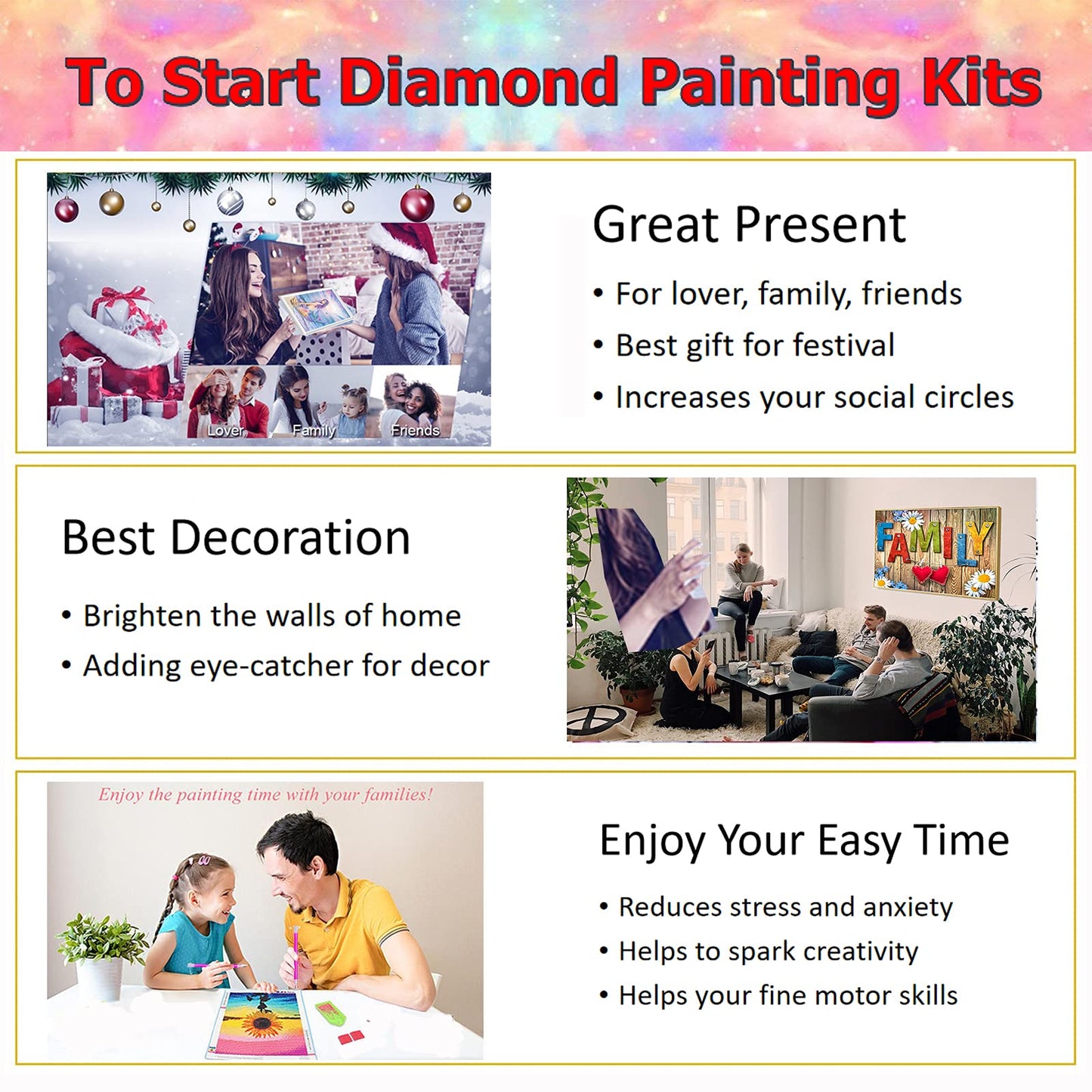 YALKIN Diamond Painting Kits Mountain Lake (35.5 x 15.7 inch) Full Round Drill Diamond Art for Adults Clearance, 5D DIY Large Big Rhinestones for Crafts to Decor Home Wall, Christmas Gifts