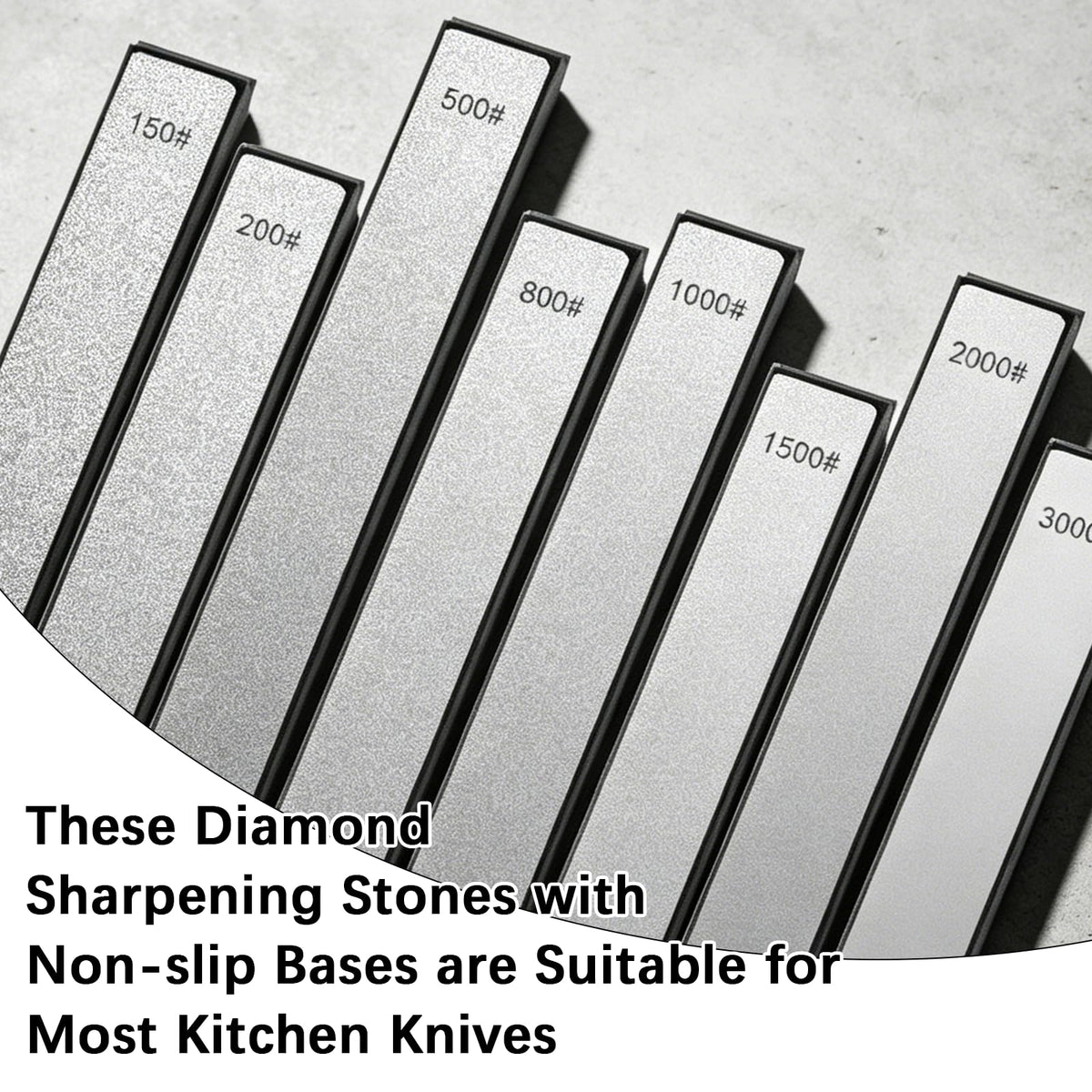 8 Pcs Diamond Knife Sharpening Stones, Knife Sharpener Fixed-Angle Kit, Professional Whetstone Set With Base 150/200/500/800/1000/1500/2000/3000 Grit