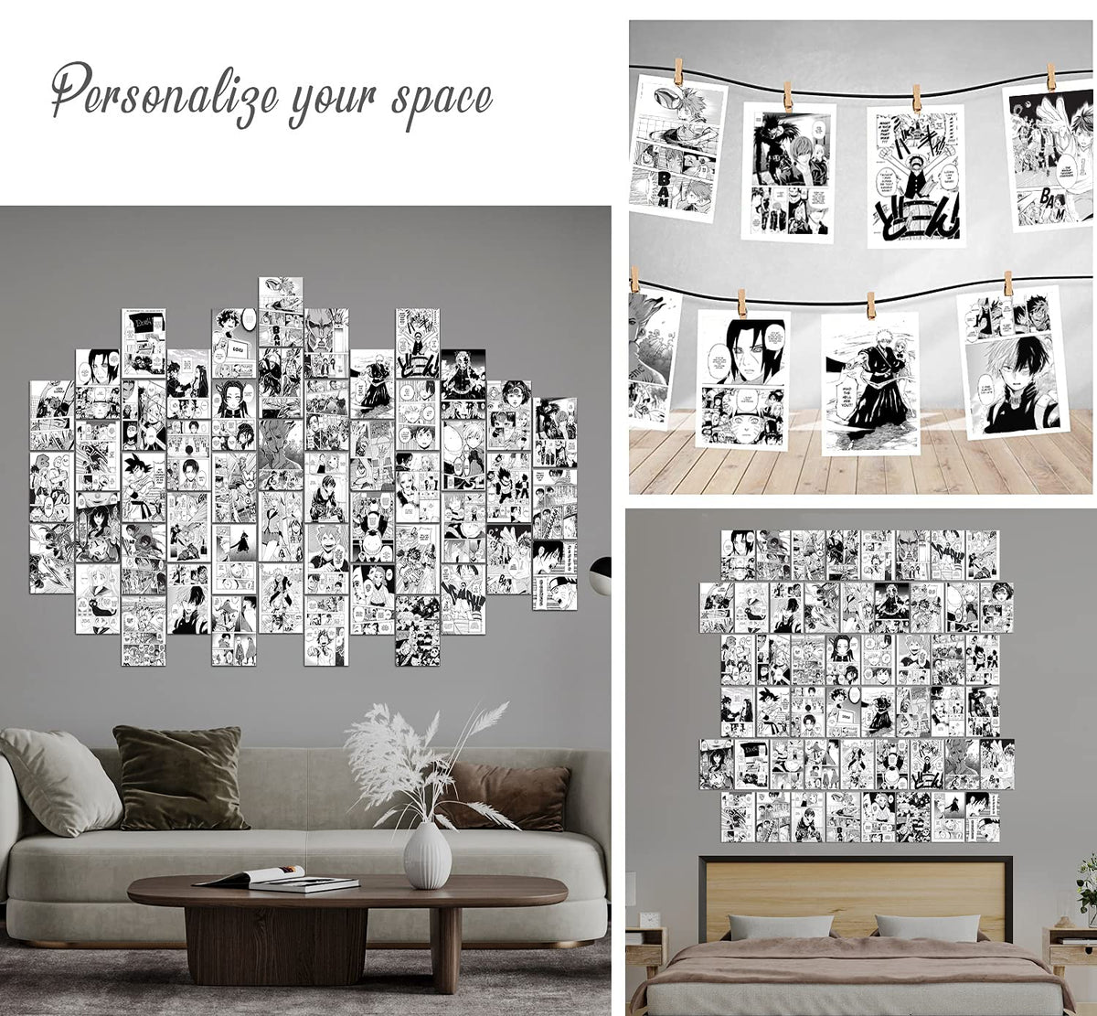 WOONKIT Anime Posters Pack - 50PCS 4X6 INCH MHA Anime Wall Collage Kit for Bedroom Wall, Dorm Decor, Teen Room Aesthetic