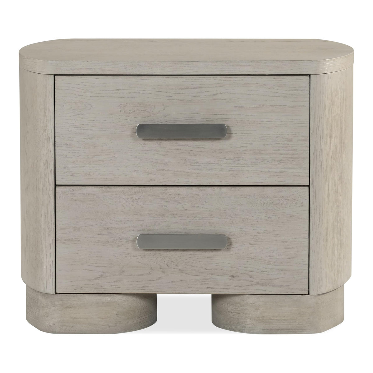 Furniture of America Nainsted Modern Contemporary Solid Wood 30-inch 2-Drawer Nightstand with USB Ports, Rounded Feet, Cedar Bottom Drawer, Easy Assembly for Bedroom, Guest Room, White Oak