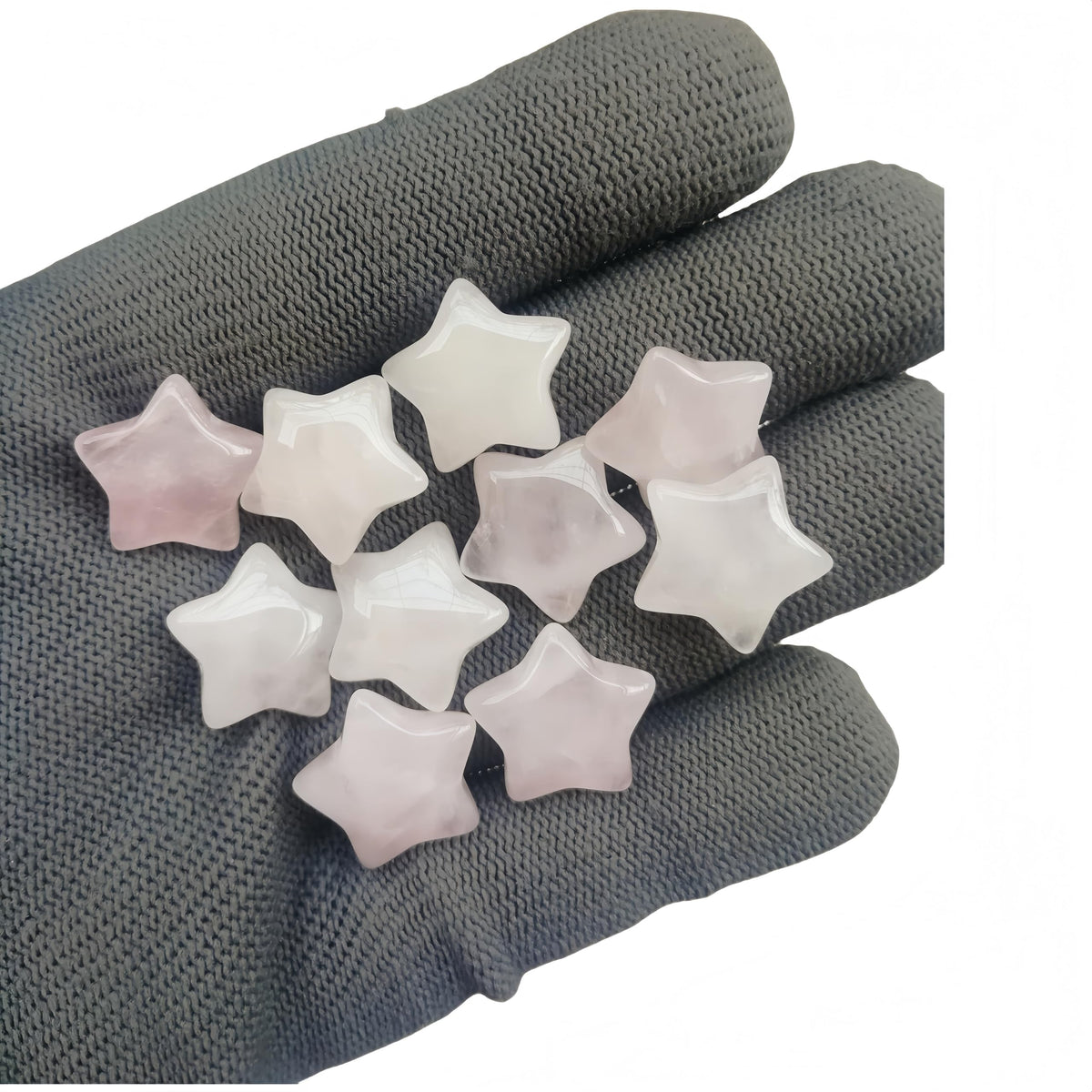 Sunshcat Natural Rose Quartz 10Pcs Star Shaped Thumb Crystals and Healing Stone,0.6" Haped DIY Jewelry