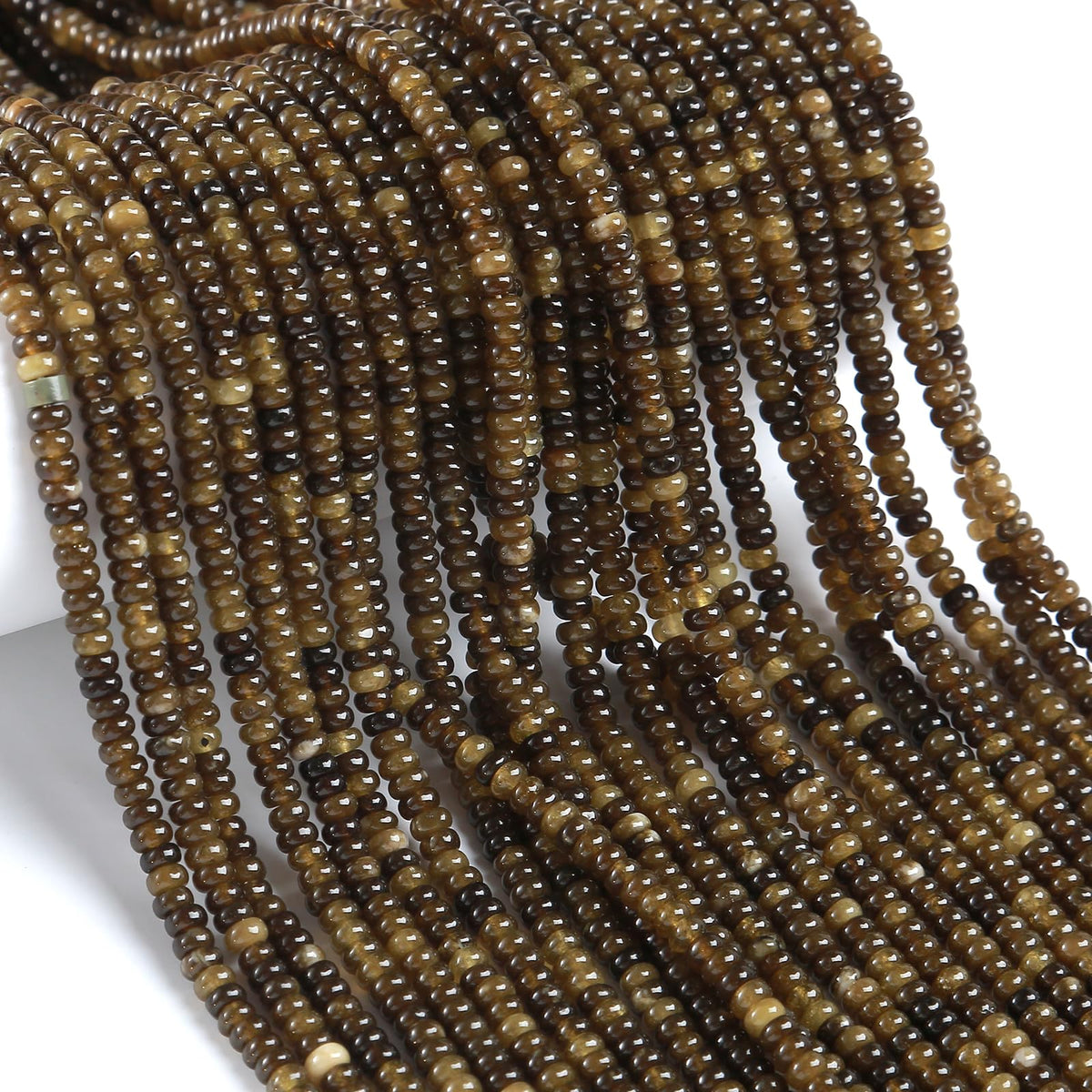 150PCS 2x4mm Natural Green Tourmaline Jades Stone Rondelle Beads Abacus Disk Stone Beads Round Loose Spacer Gemstone for DIY Bracelet Necklace Jewelry Making
