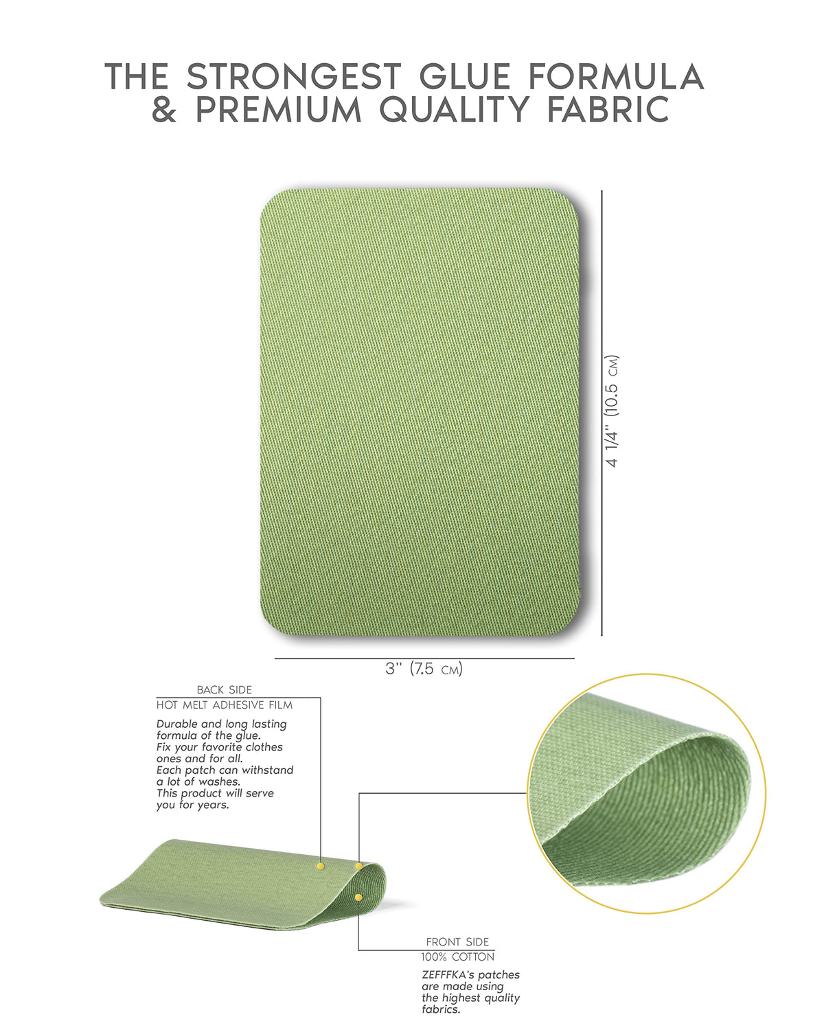ZEFFFKA 2 Pack of Fabric Iron-on Patches Inside & Outside Strongest Glue 100% Cotton Blue Gray Beige Brown Yellow Red Green Repair Decorating Kit 14 Pieces Size 3" by 4-1/4" (7.5 cm x 10.5 cm)