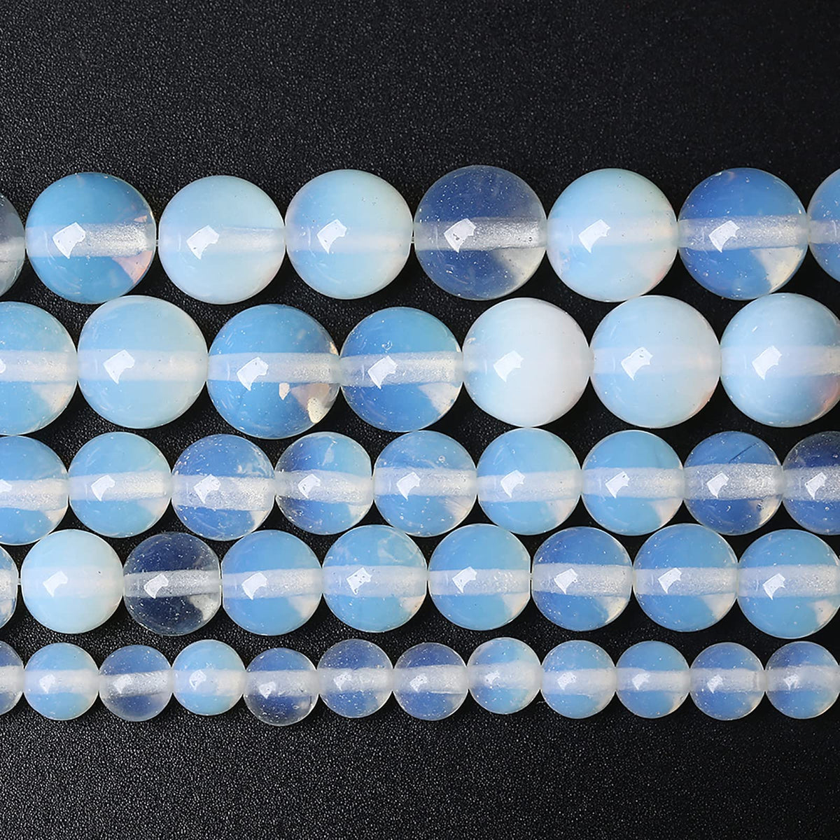 10mm 36pcs AAA Natural Stone Beads White Opal Round Loose Crystal Energy Healing Power Stone Beads for Jewelry Making DIY Bracelet (10mm, White Opal Stone)