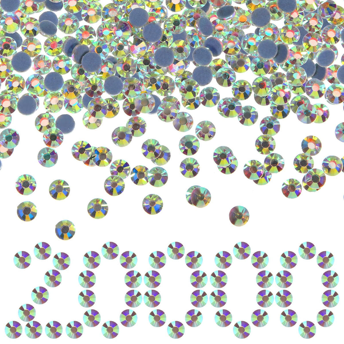 20000 Pcs SS10 Hotfix Rhinestones Bulk Crystal AB Round Iron on Flatback Glass Gems for Bedazzling DIY Crafts Clothes Shoes Supplies Decoration 2.7-2.8mm