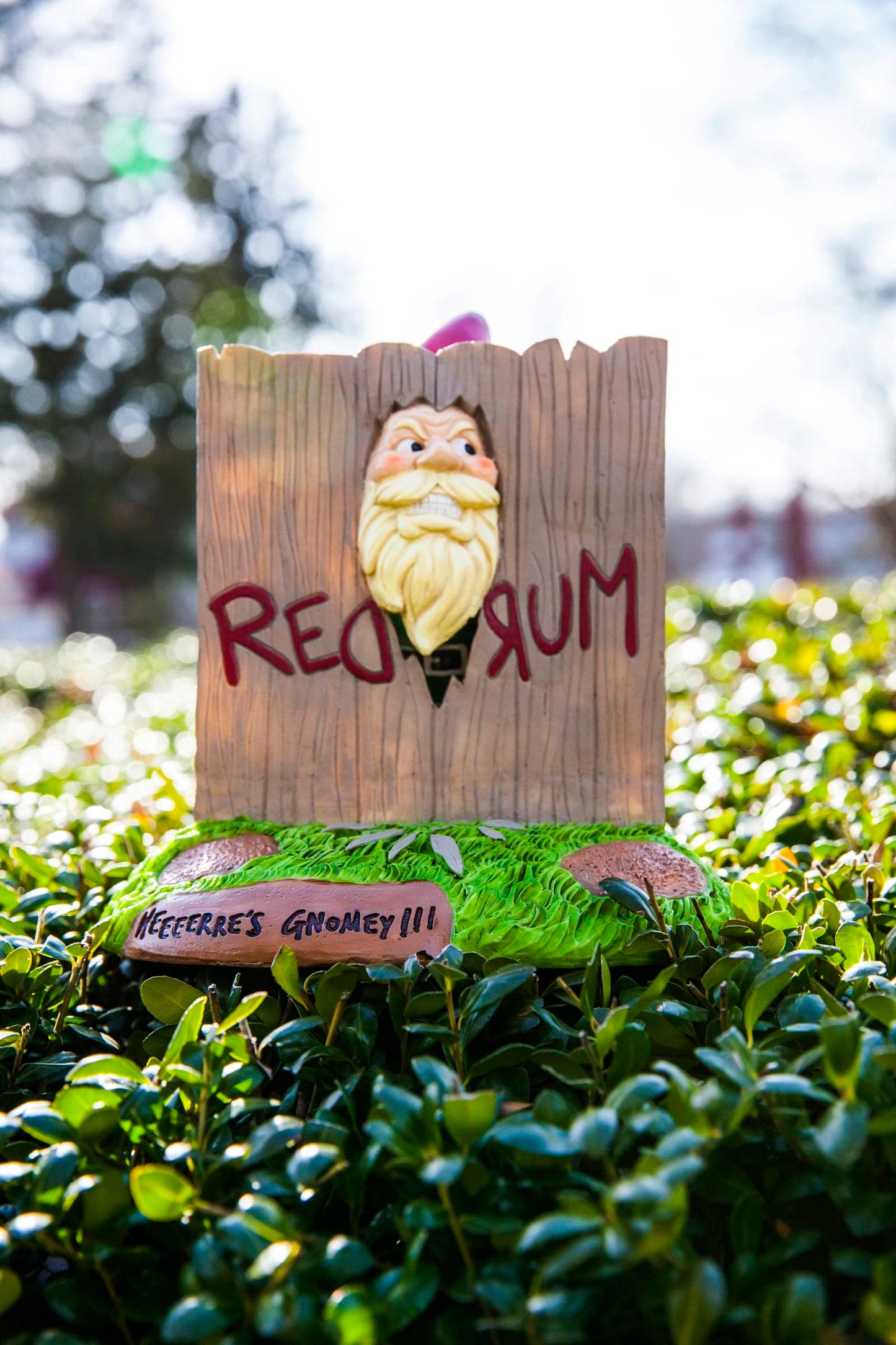 Shining Gnome Garden Gnome - Funny Gnomes for Outdoor Spaces - Weatherproof Redrum Scary Yard Statue - Horror Movie Lawn for Halloween Decorations - 9.5"