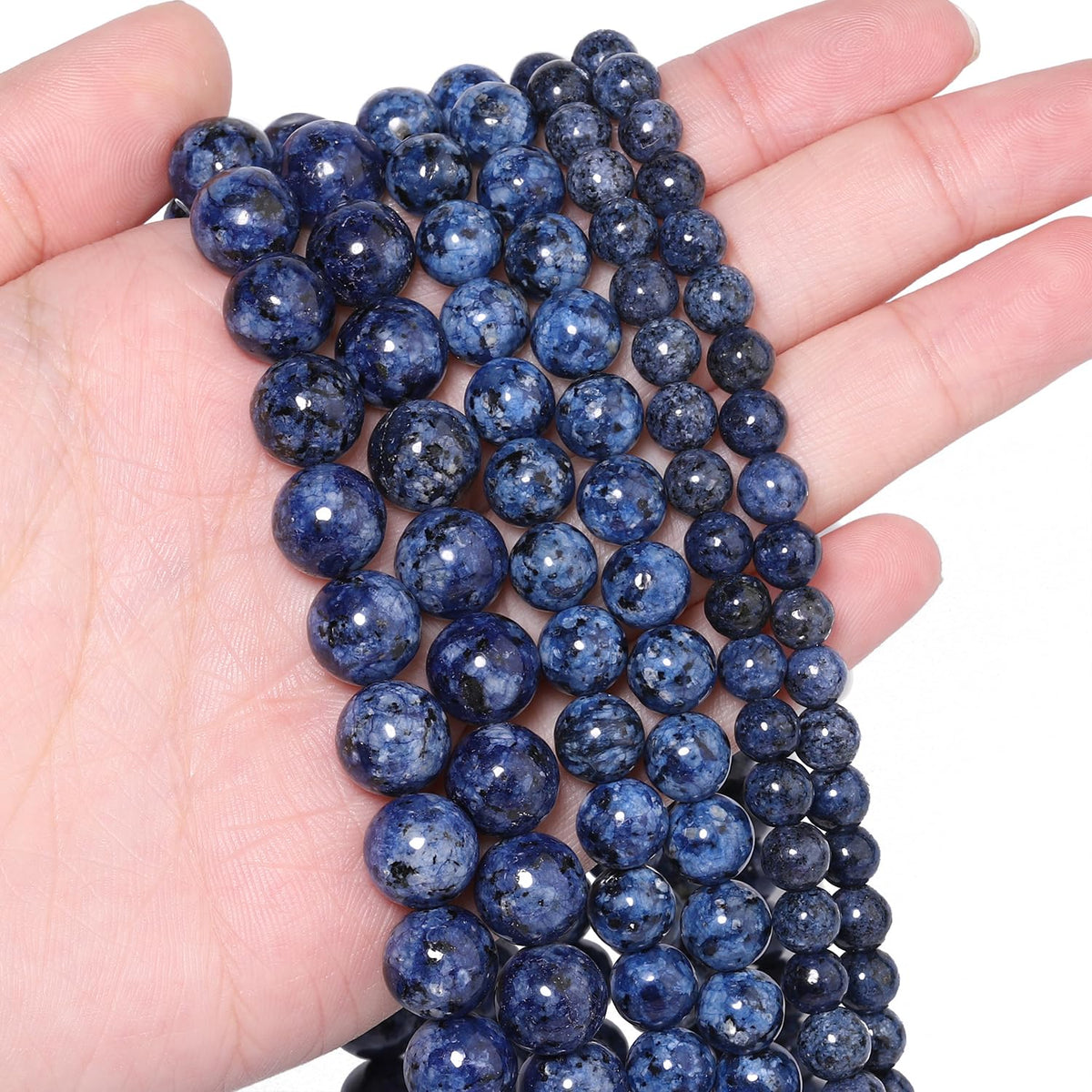 NITOPUPU 10mm 37pcs Blue Sodalite Jaspers Natural Stone Beads for Jewelry Making Supplies, Round Crystal Beads for Bracelets Necklace DIY Crafts
