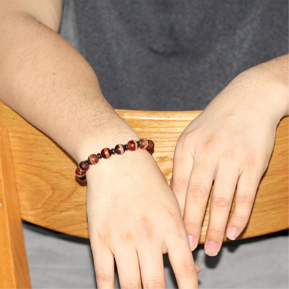 Zircobic Nine Eyes Dzi Feng Shui Healing Bracelet | Unique Tibetan Nine Eyes Dzi Wristband | Positive Energy Spiritual Bracelets | Blessing Mala Buddhist Chakra Meditation Jewelry