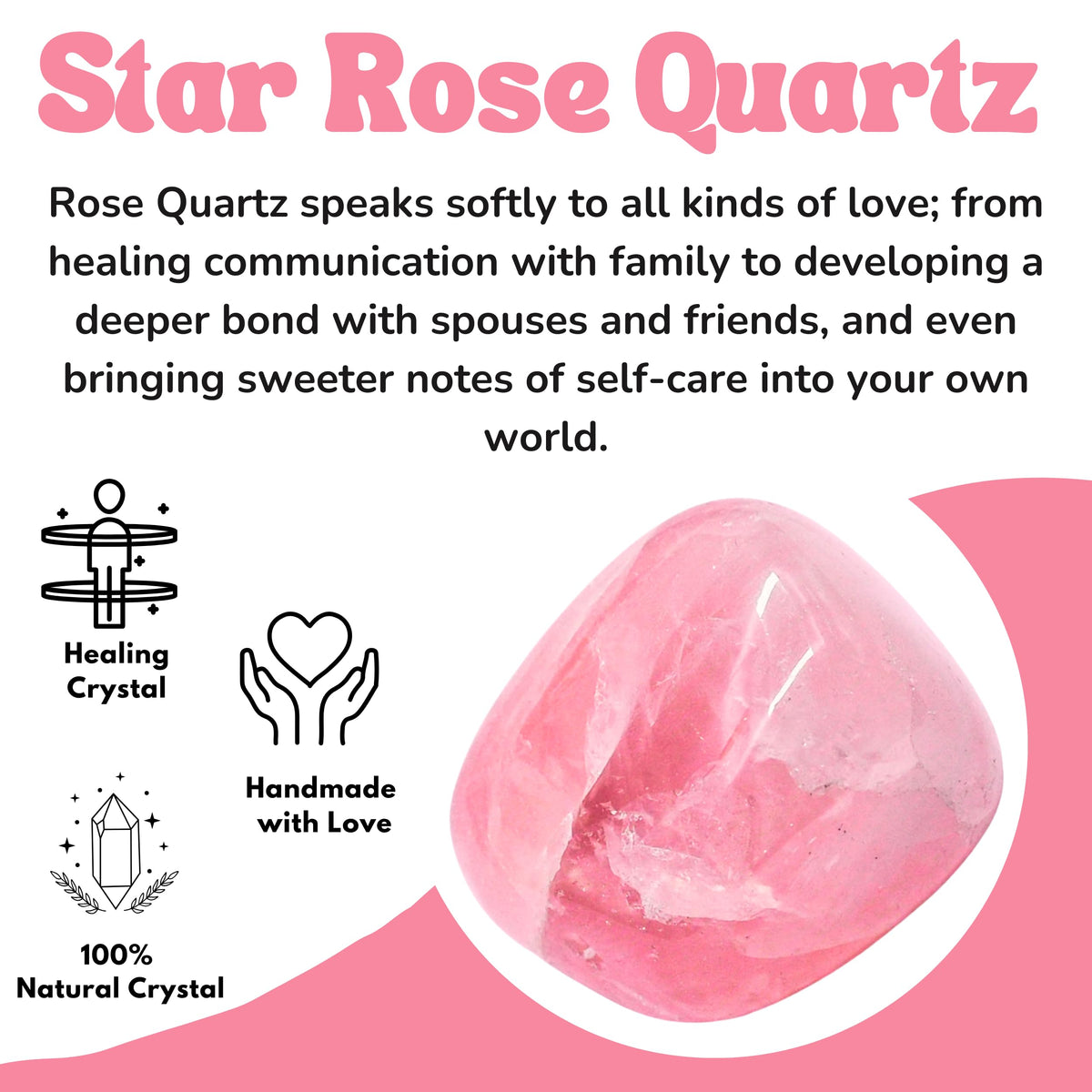 Amazing Gemstone Star Rose Quartz Crystals and Healing Stones Tumbled - 1 Oz Star Rose Quartz Stone, Natural Healing Stones for Energy Balance, Stress Relief - Polished Gems Rocks
