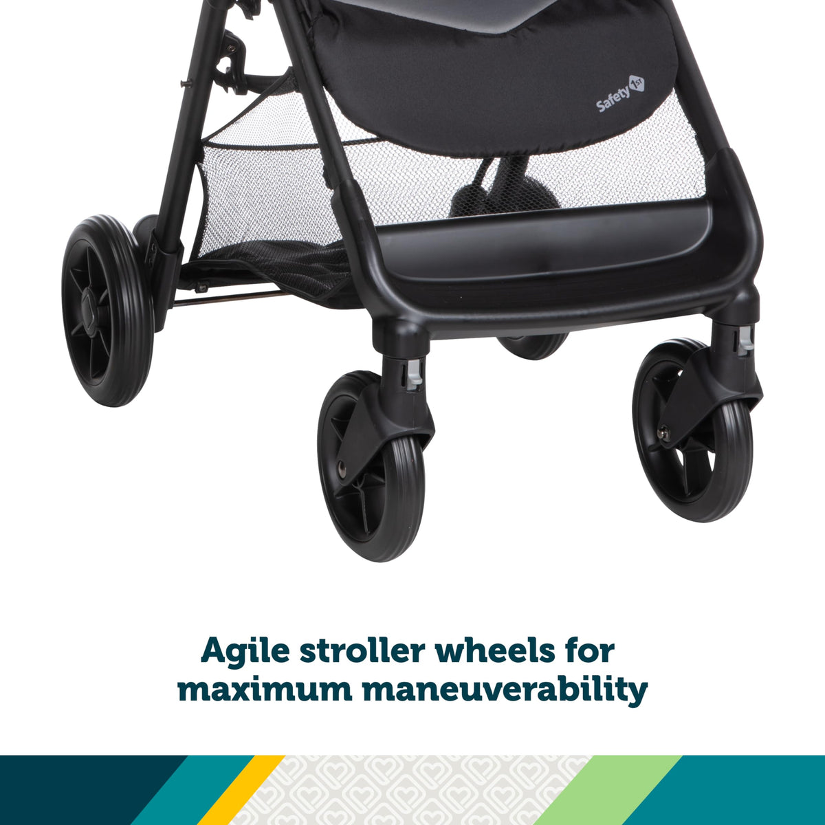 Safety 1st Smooth Ride Travel System Stroller and OnBoard FLX Infant Car Seat, Newborn to Toddler Baby Combo, Easy-Install, Large Canopy, Ample Storage, Foldable, Rear-Facing 4-30 lbs, Black Cherry